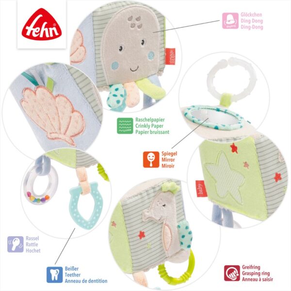 Fehn Children of the Sea Sensory Activity Cube - Montessori Learning Toy for Toddlers 1-3 Years - Interactive Baby Toy with Lights, Sounds & Textures - Perfect for Early Childhood Development & Playtime Fun