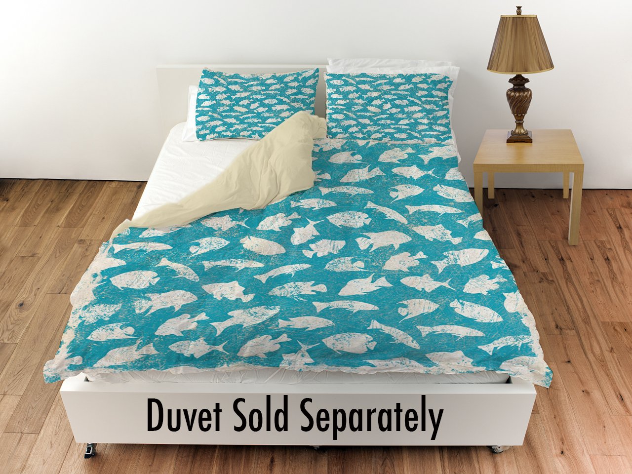 Manual Woodworkers & Weavers King Size Pillow Sham - Blue Aquarium Pattern Decorative Bedding for Coastal & Nautical Themed Bedrooms