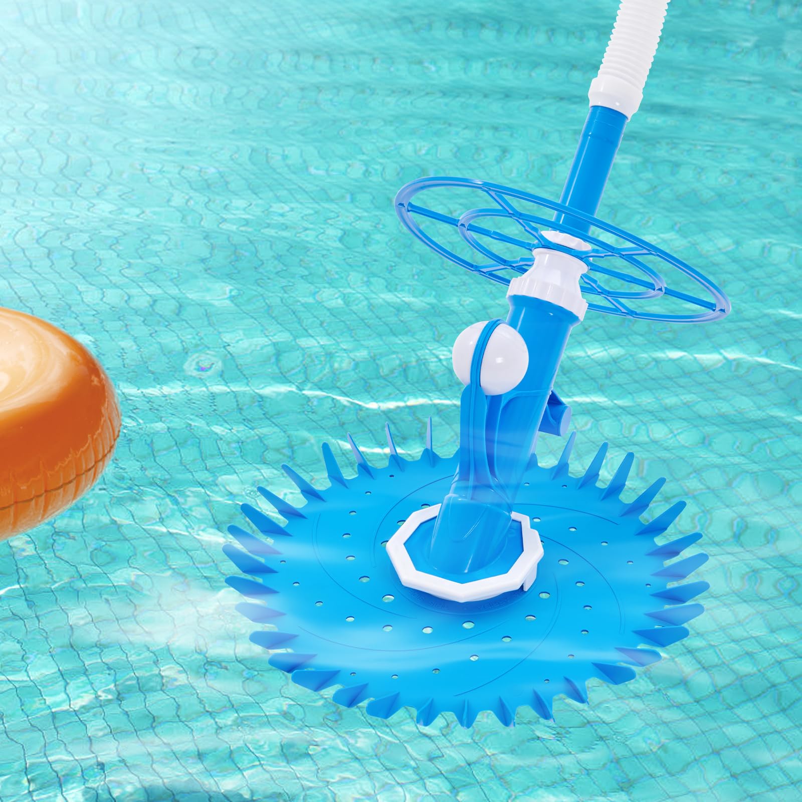 VEVOR Automatic Suction Pool Cleaner - Low Noise Robotic Vacuum with Extra Diaphragm, 10 x 32 in Hoses & 36-Fin Disc - Ideal for Above Ground & Inground Pools - Perfect for Backyard, Vacation Homes & Commercial Use