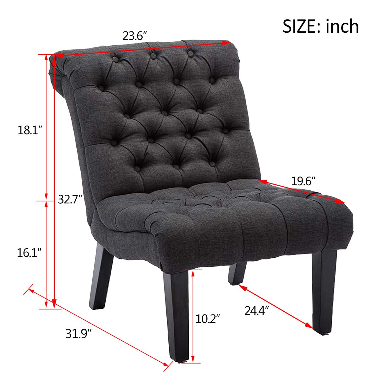 Yongqiang Accent Chair Set of 2 - Button Tufted Upholstered Fabric Chairs for Living Room, Bedroom & Office - Modern Gray Home Decor - Perfect for Reading Nooks, Guest Rooms and Small Spaces