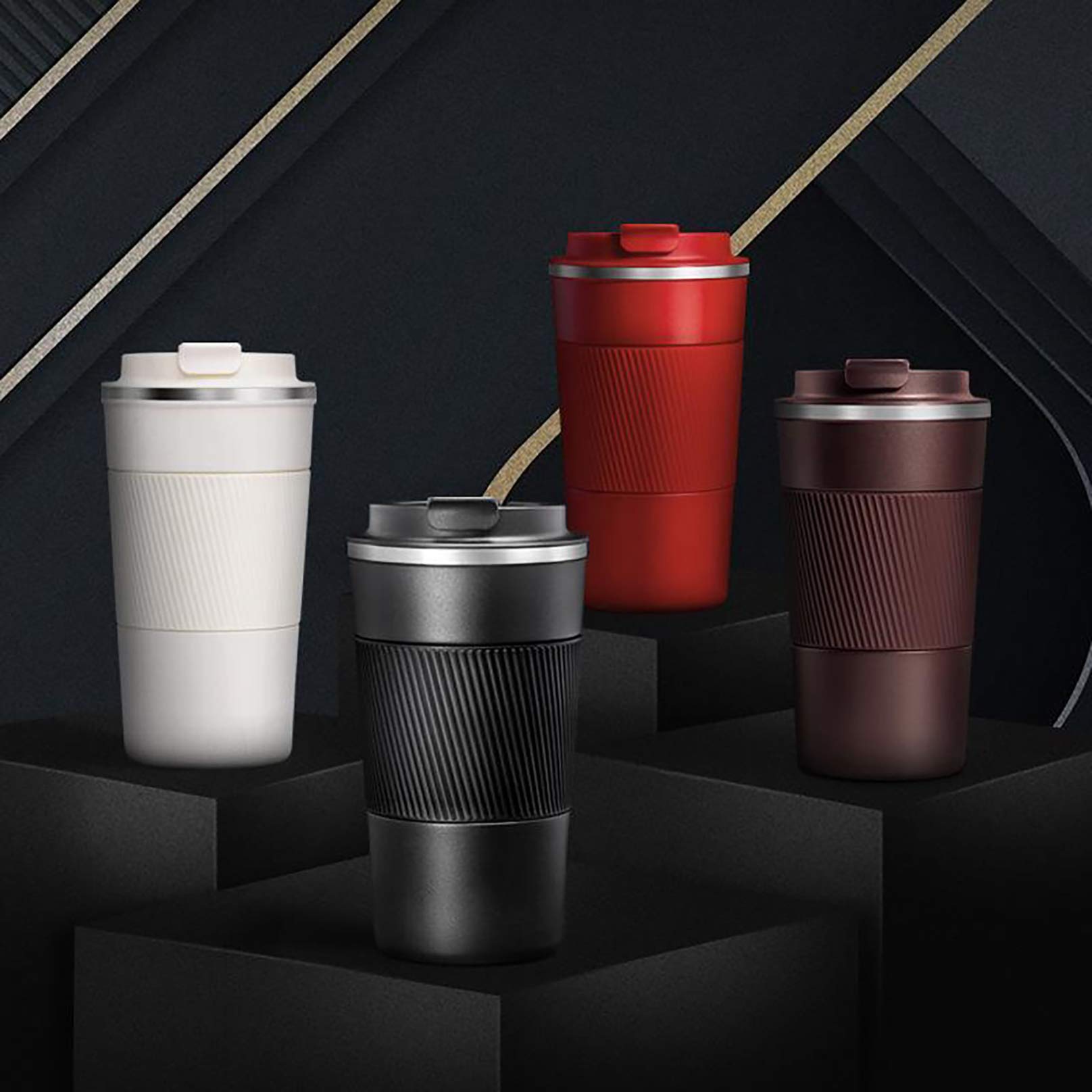 17oz Stainless Steel Vacuum Insulated Coffee Travel Mug - Double Wall Insulated Tumbler for Hot & Cold Drinks - Leak Proof Lid - Perfect for Office, Commuting & Outdoor Activities (White)
