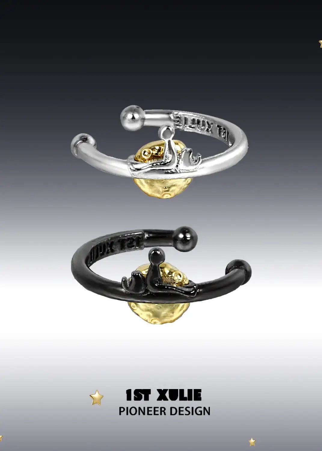 single silver + single black