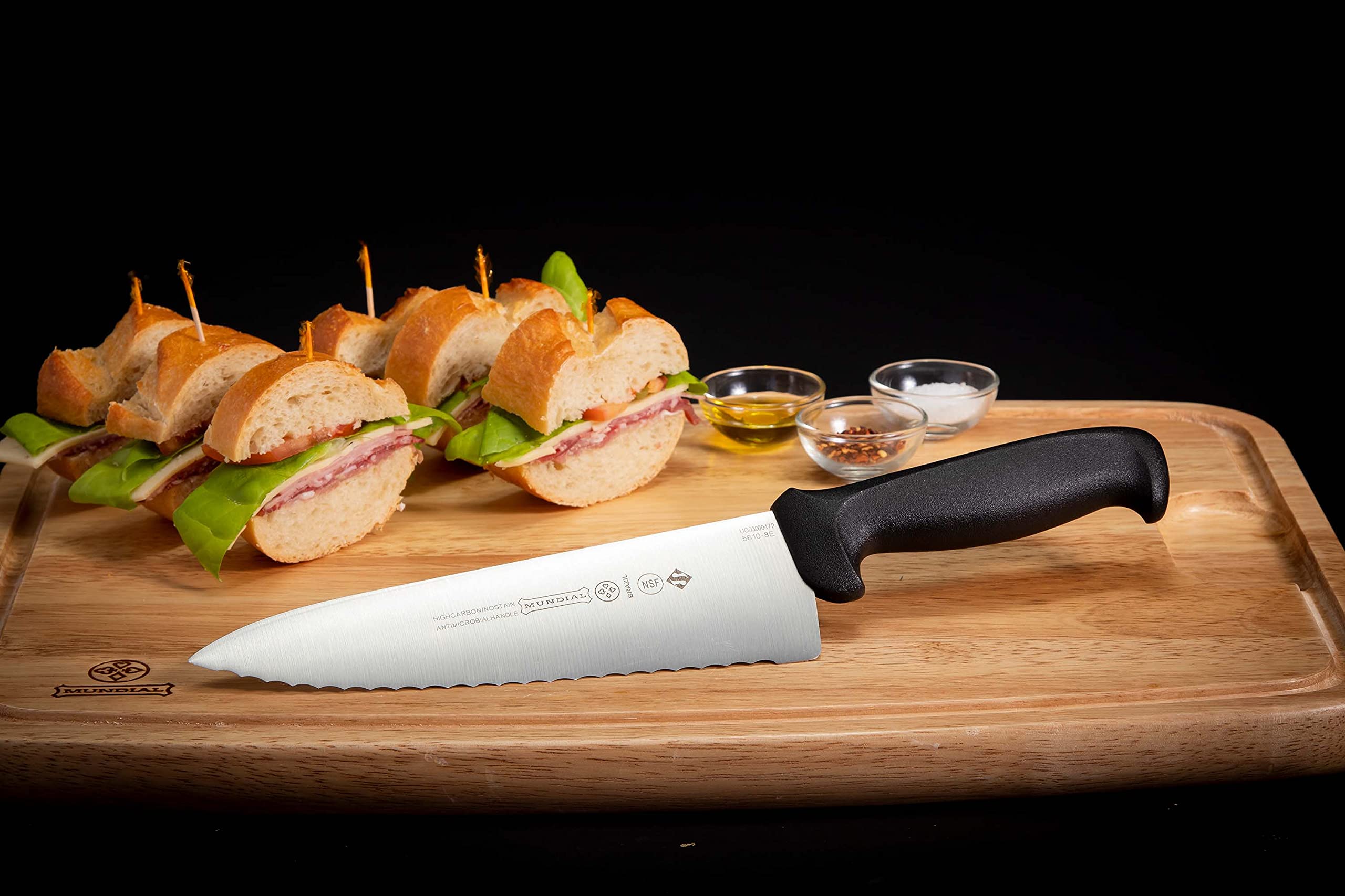 Mundial 5600 Series 8-Inch Serrated Bread Knife - Professional Sandwich & Loaf Slicing Tool for Bakeries, Delis & Home Kitchens | Perfect for Fresh Bread, Baguettes & Artisan Sandwiches