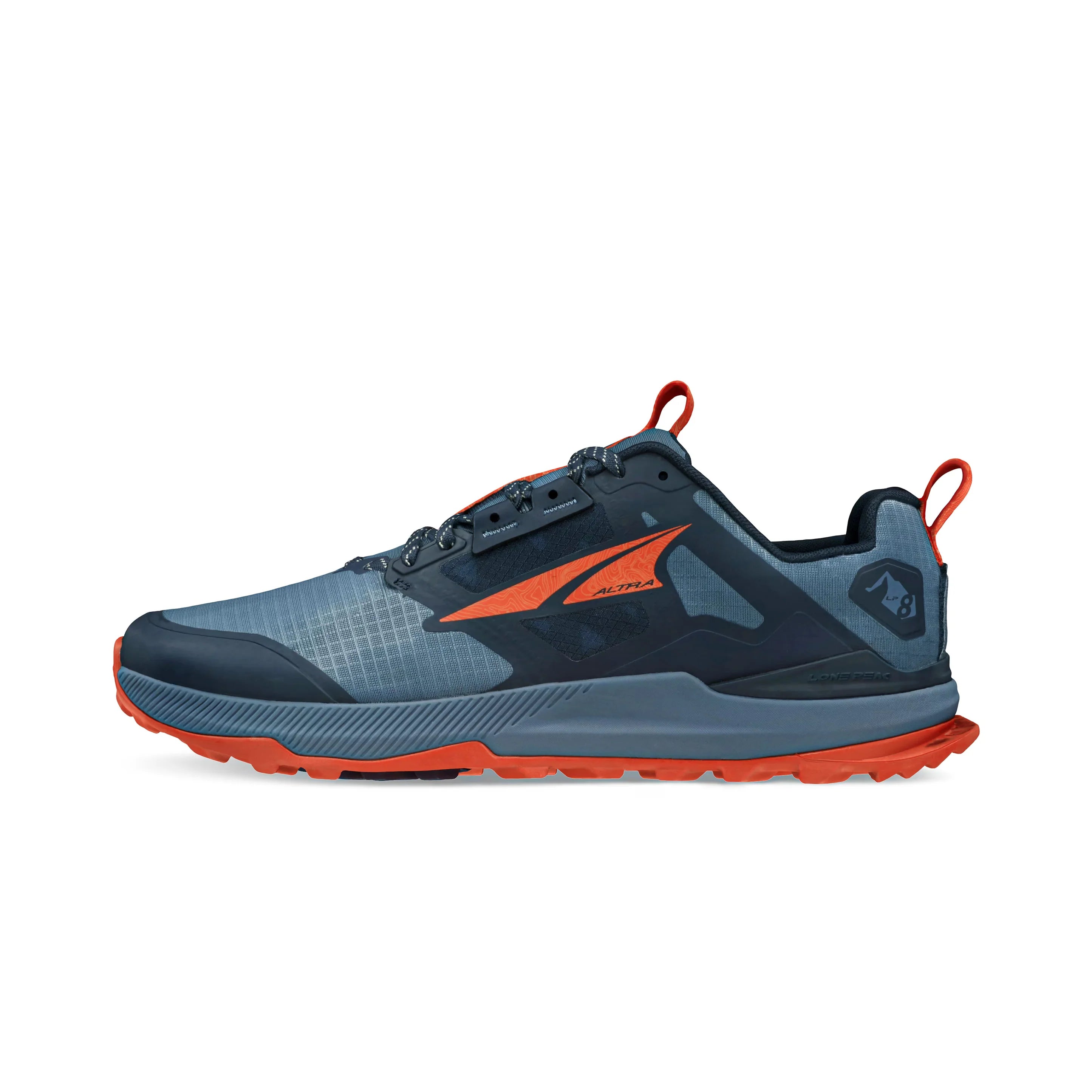 Altra Lone Peak 8 Trail Running Shoes for Men - Lightweight Hiking & Outdoor Adventure Footwear - Blue/Orange Color - Perfect for Trail Running, Hiking & Backpacking