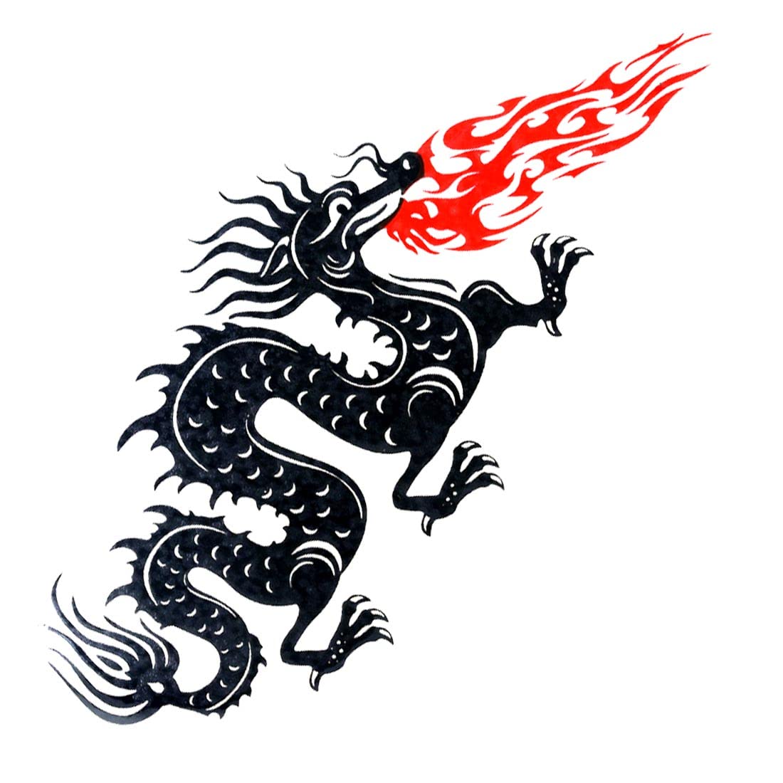 AFH Tribal Dragon Waterproof Temporary Tattoo Stickers - Black & Red Body Art for Men & Women - Perfect for Parties, Festivals & Costume Events
