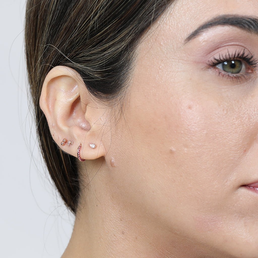 14K Rose Gold Diamond Stud Earrings for Women - Cupid's Arrow Flat Back Studs | Perfect for Valentine's Day, Anniversary & Everyday Wear