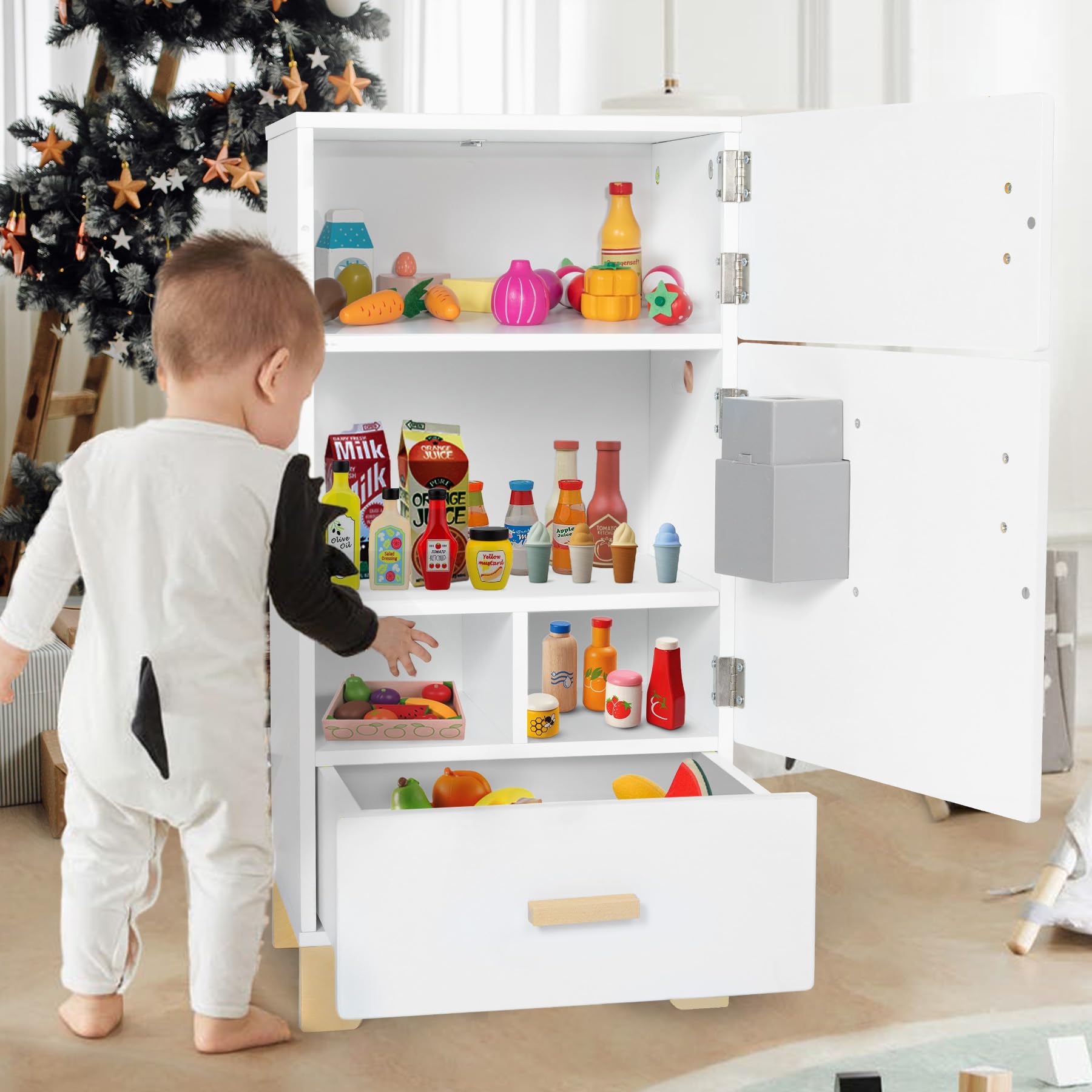 Labebe - Wooden Kids Fridge Toy for Pretend Play | 15.8