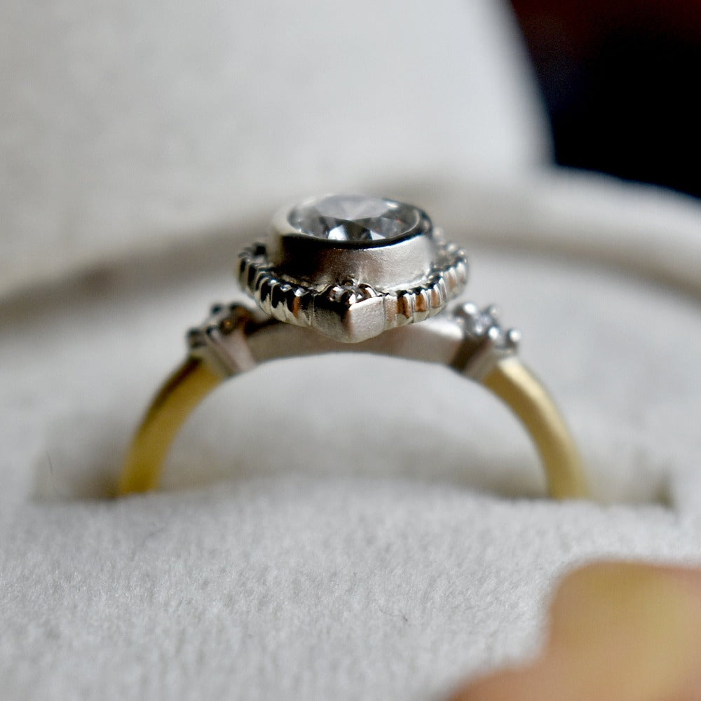 0.53ct Two Tone Venise Frame Engagement Ring - 14K White & Yellow Gold Diamond Ring for Women - Perfect for Proposals, Anniversaries & Special Occasions