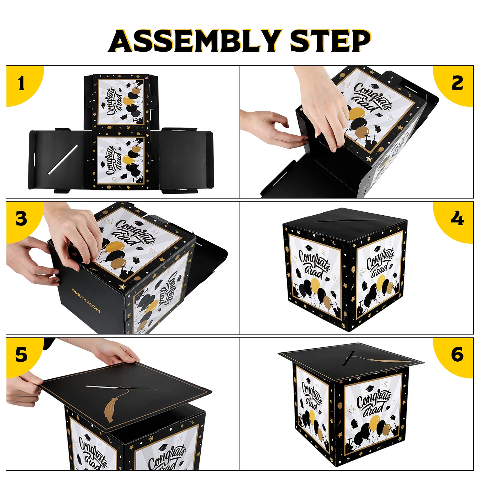 PRETYZOOM 2021 Graduation Card Box - Class of 2021 Graduation Cap Candy Box for Graduation Party Decorations, Favors & Gifts - Perfect for High School, College Graduation Celebrations & Photo Props