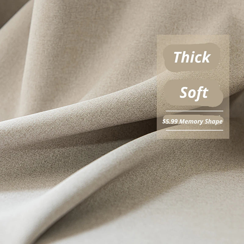 Premium Marisol Milk Tea Linen Blackout Curtains - Custom Size, Thermal Insulated for Living Room & Bedroom