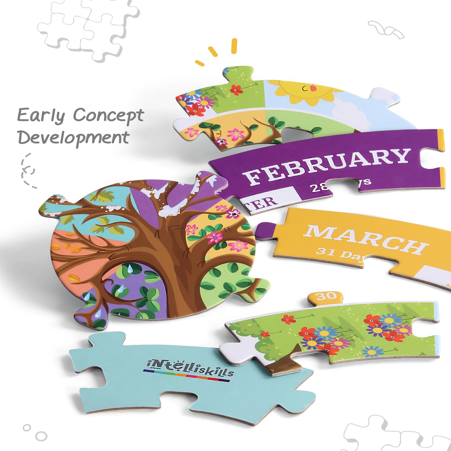 FIRSTCRY INTELLISKILLS Premium 37-Piece Indian Seasons Jigsaw Puzzle with 6 Flash Cards | Educational Toy for Kids Ages 4+ | Fun Learning of 6 Seasons | Floor Puzzle for Boys & Girls | BIS Certified | Perfect for Homeschooling & Classroom Activities