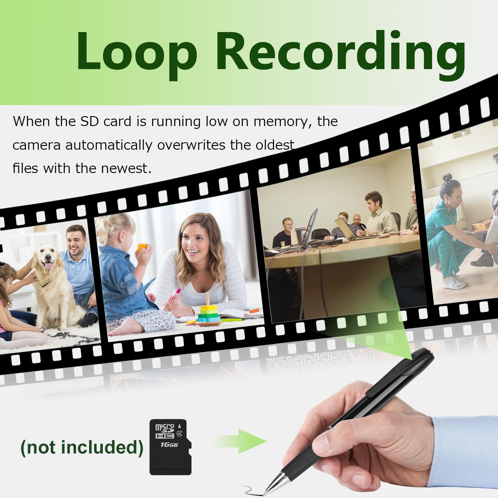 1080P HD Hidden Spy Camera Pen - Mini Nanny Cam with Loop Recording & Photo Function for Home Security, Office, Learning & Business - Discreet Surveillance for Meetings, Lectures & Child Monitoring