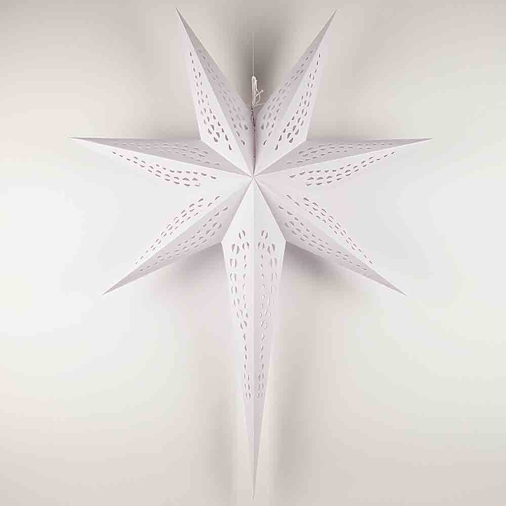 36 Pack White Long Tail Paper Star Lanterns - Hanging Decorative Party Lights for Wedding, Baby Shower & Home Decor