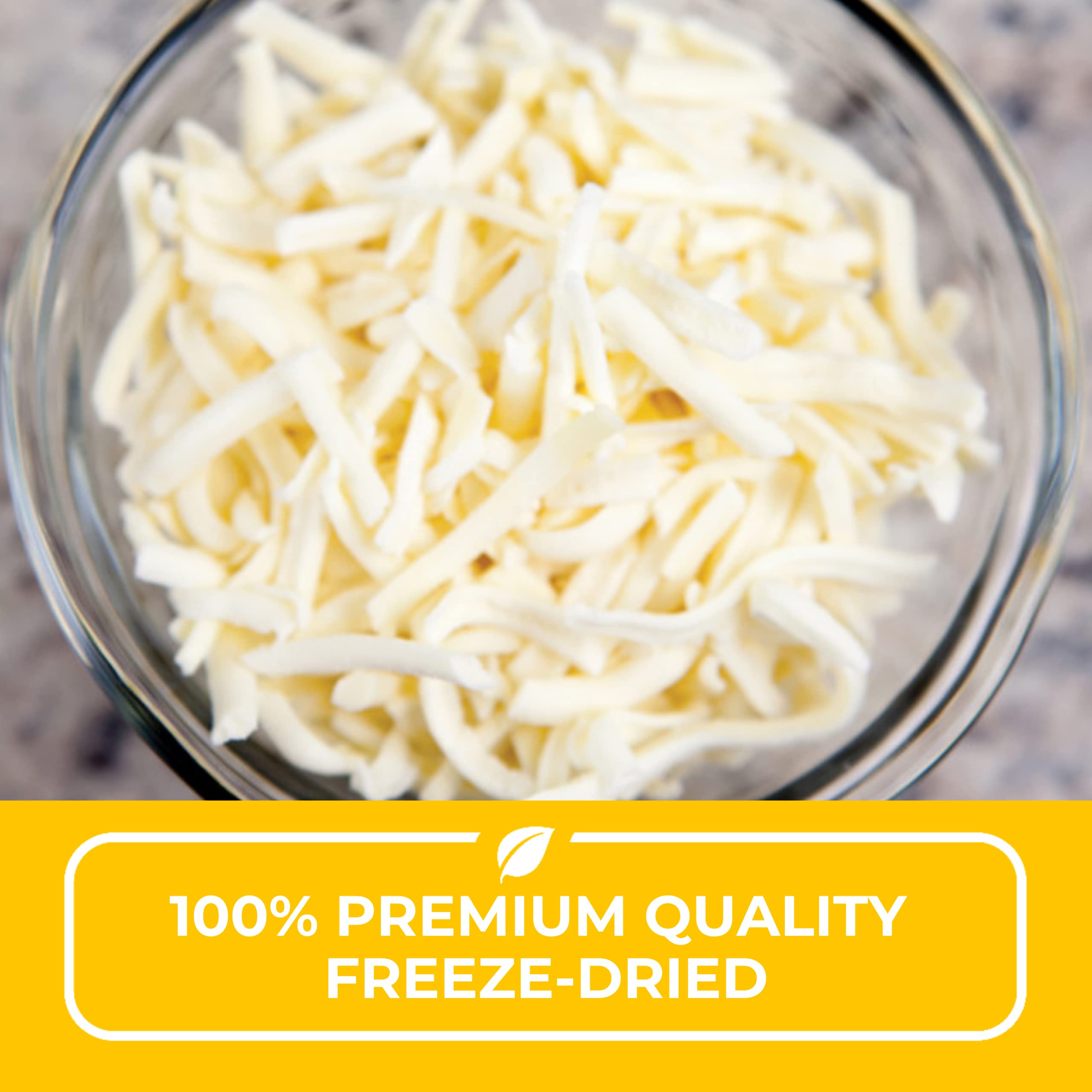 Nutristore Freeze Dried Mozzarella Cheese Shreds - 20 Servings | Premium Quality, Great Taste | Perfect for Camping, Hiking & Emergency Food Storage | Long Shelf Life Survival Food for Outdoor Adventures & Prepping