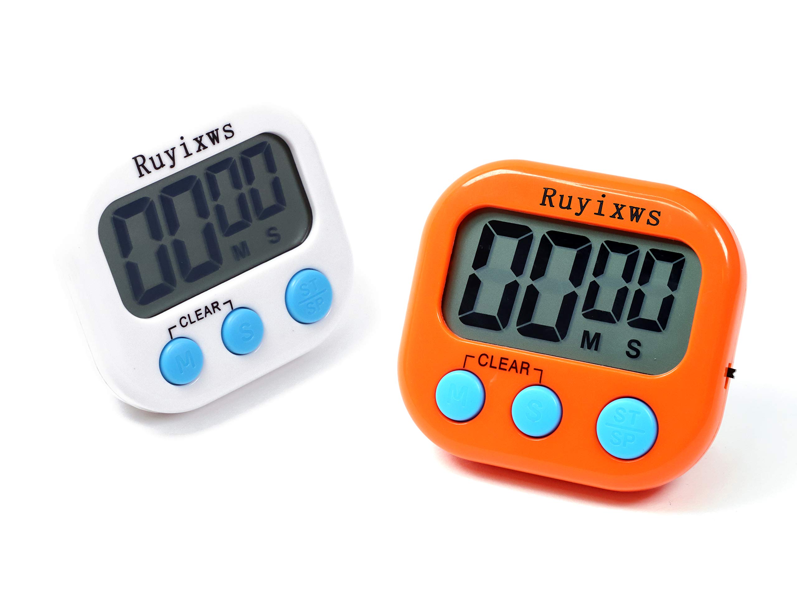 2 Pack Digital Timer with Large LCD Display - Loud Alarm, Magnetic Back, On/Off Switch - Perfect for Classroom, Kitchen & Study (Battery Included, 2 Colors) - Ideal for Teachers, Students & Home Cooking