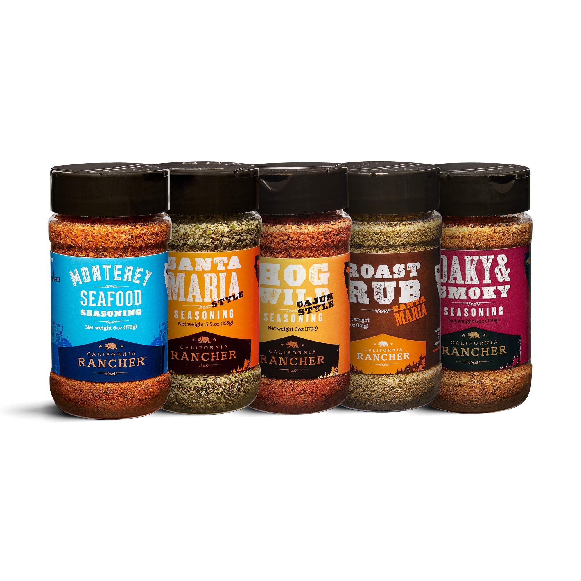 Premium Monterey Seafood Seasoning & 4 Craft BBQ Rubs Set - Gluten-Free Meat Seasoning for Smoking, Grilling & Roasting - Perfect for Steak, Ribs, Chicken & Seafood