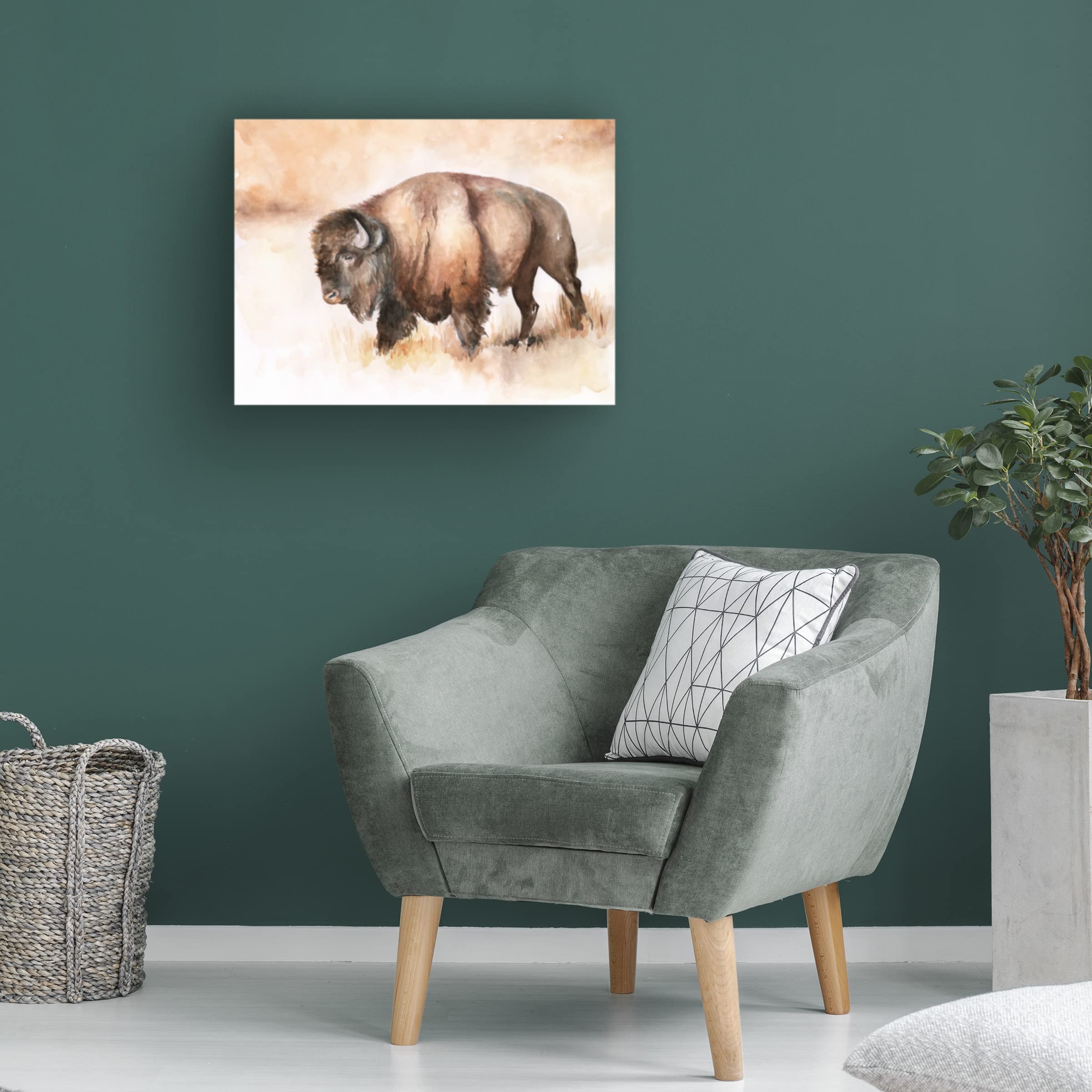 Buffalo Roam I Canvas Art Print by Jennifer Paxton Parker - Western Wildlife Wall Decor for Living Room, Office & Cabin