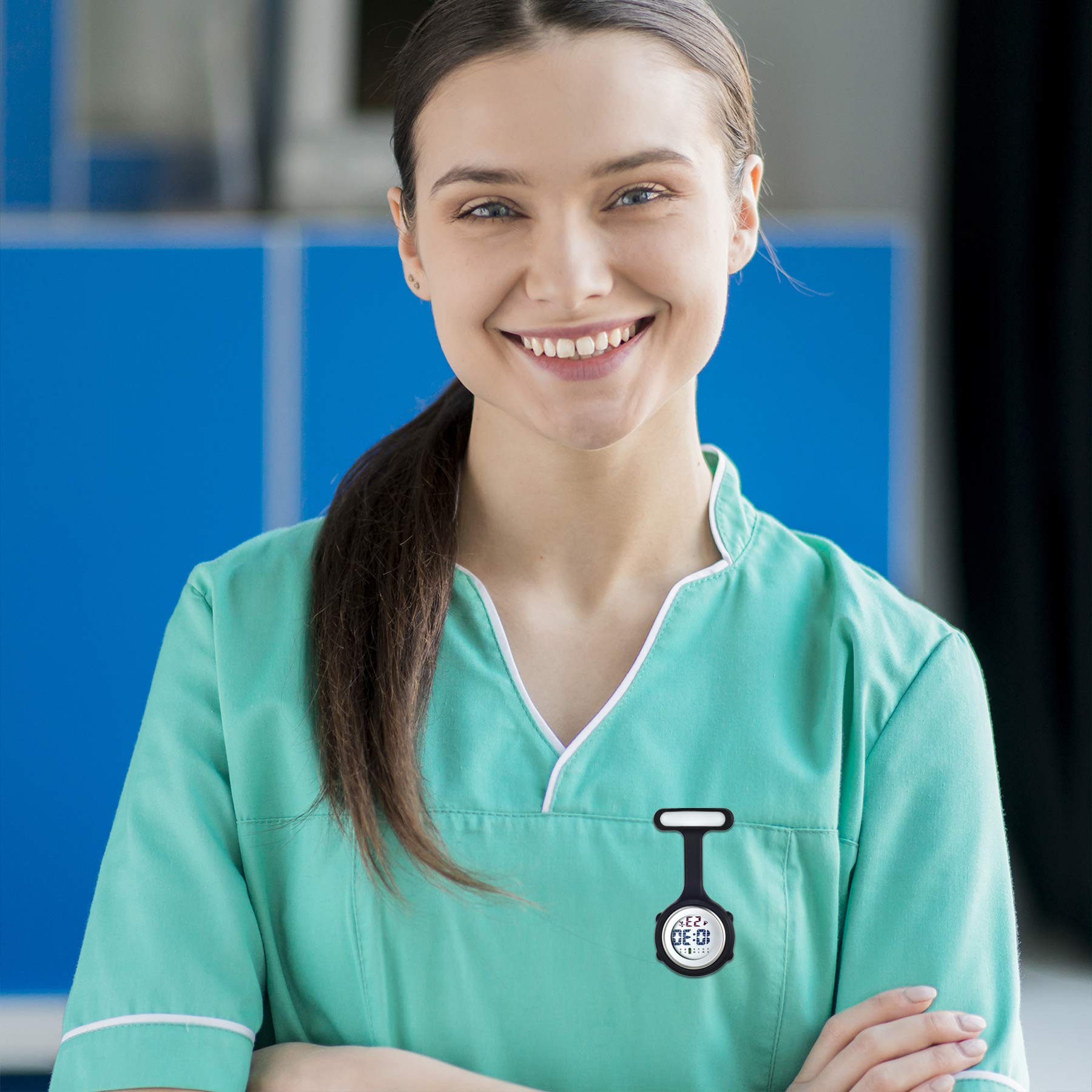 Avaner Digital Nurse Watch - Waterproof Silicone Fob Watch with Pin-on Brooch & Detachable Case - Perfect for Nurses, Doctors, Healthcare Professionals & Medical Students - Clinical, Hospital & Home Care Use
