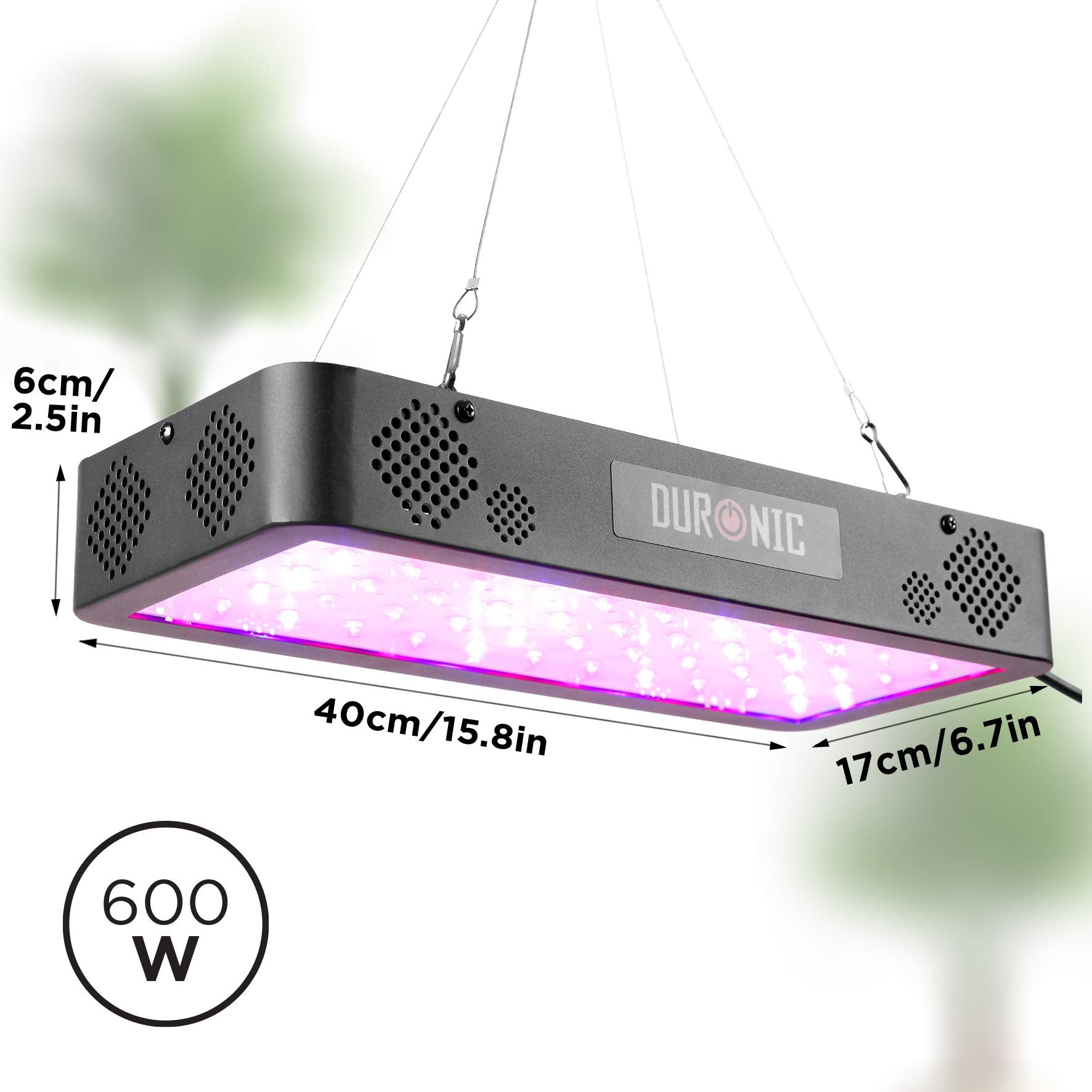 Duronic GLH60 Hanging Grow Light - 60x Full Spectrum LED Bulbs (White, Red & Blue) for Indoor Plants & Herb Gardens | Dual Switch with Veg & Bloom Modes | 600W Equivalent with Advanced Heat Dissipation | Perfect for Hydroponics, Greenhouses & Home Gardening