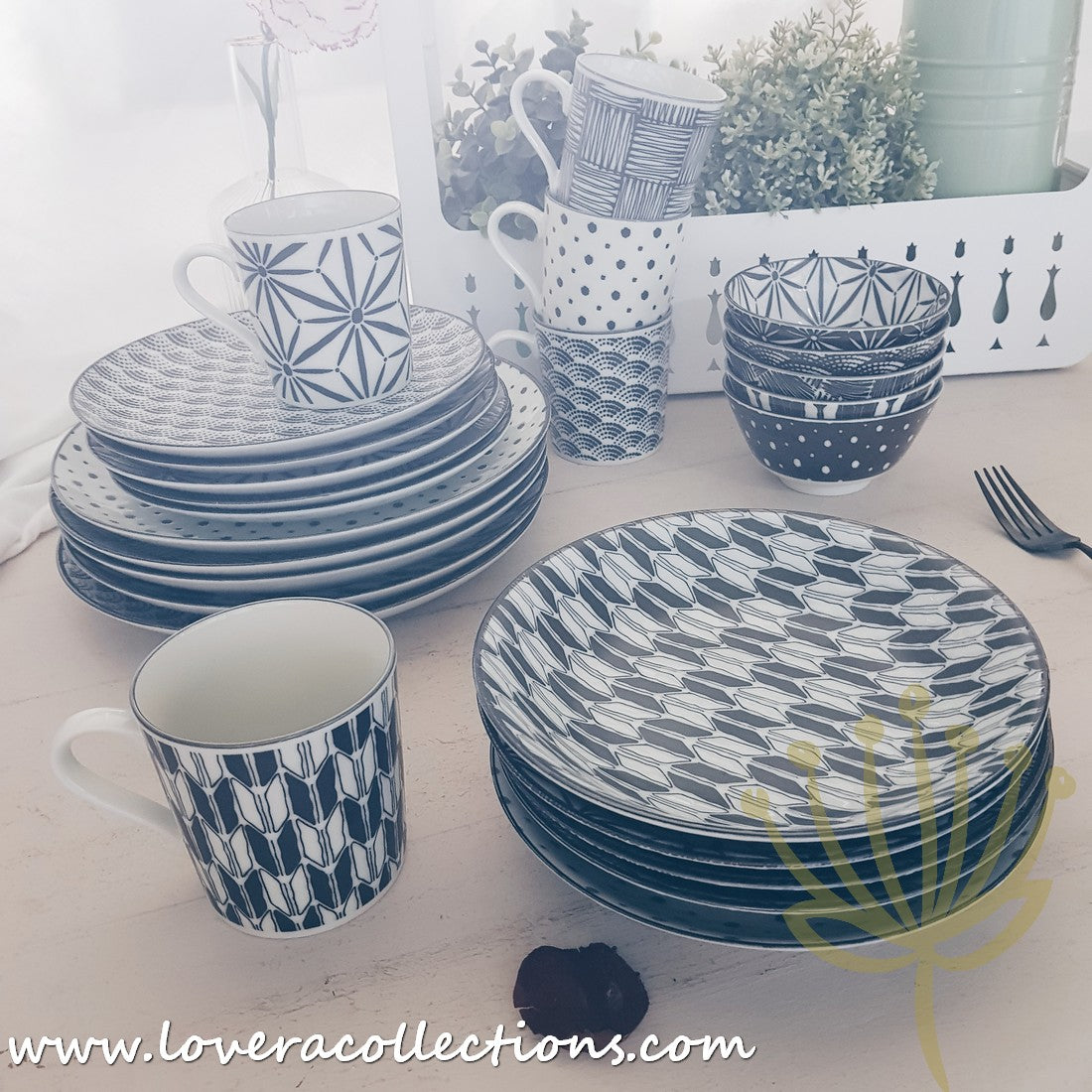 Modern Black & White Assorted Prints Dinnerware Set - 60% Off Sale - Perfect for Casual Dining, Entertaining & Home Decor