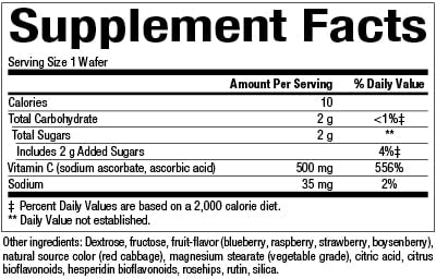 Vitamin C 500mg Chewable Tablets - Natural Fruit Flavor - Immune System Support - Daily Supplement for Adults & Kids - Perfect for Travel, Work & School
