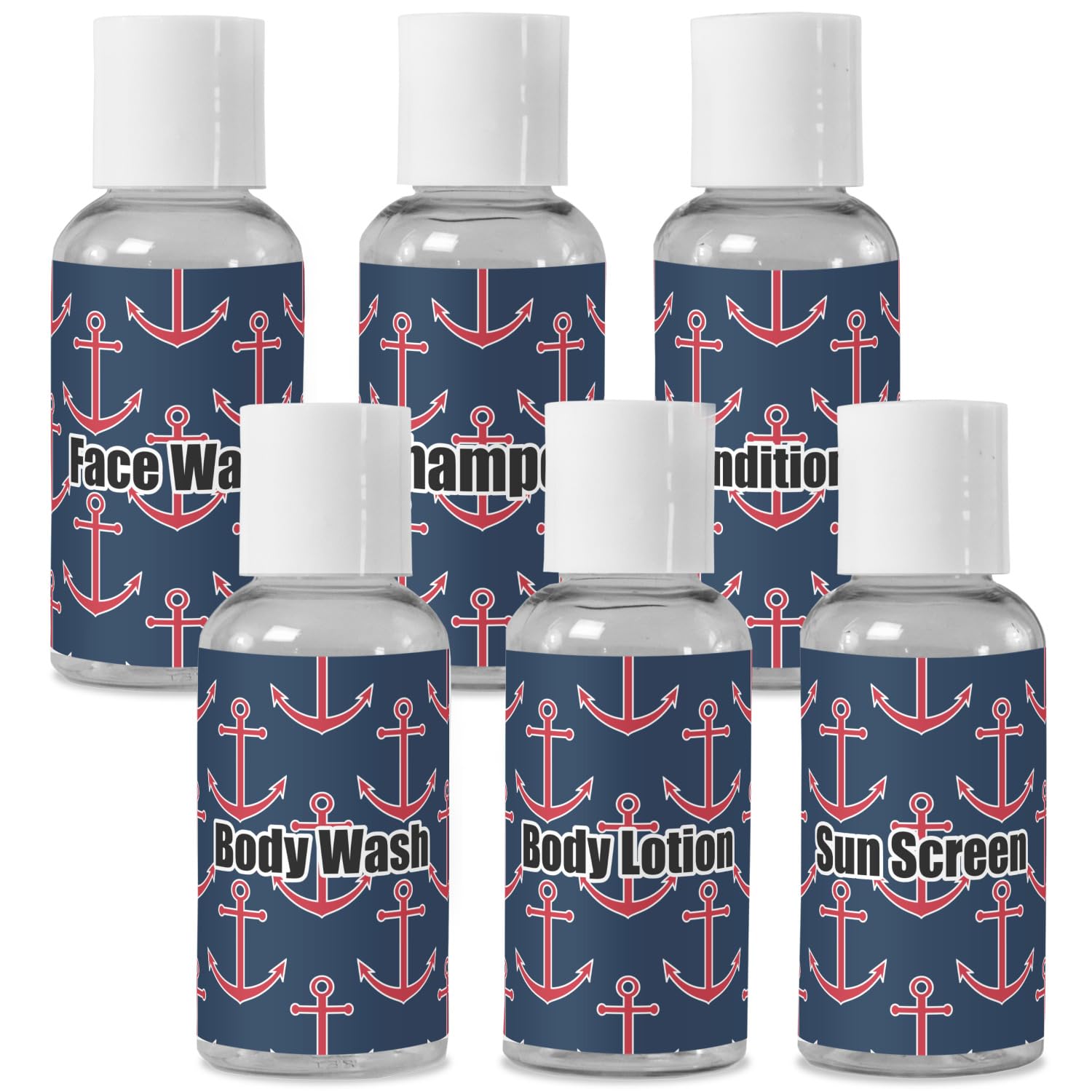 Personalized All Anchors Travel Bottles - Leak Proof & TSA Approved for Toiletries, Liquids & Cosmetics - Perfect for Air Travel, Gym, Camping & Outdoor Adventures