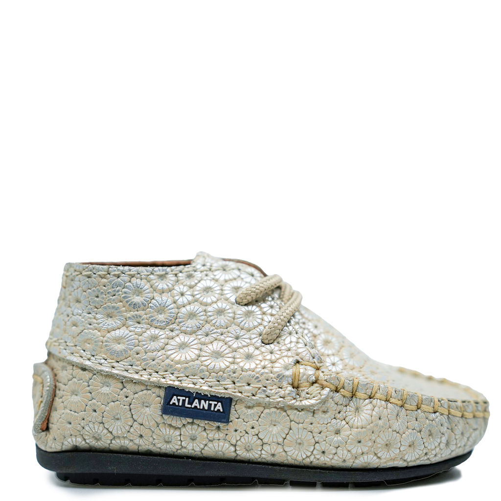 Atlanta Moccasin Sand Sunflower Baby Booties - Soft Leather Infant Shoes for Newborns & Toddlers - Perfect for Outdoor Walks, Photo Shoots & Special Occasions
