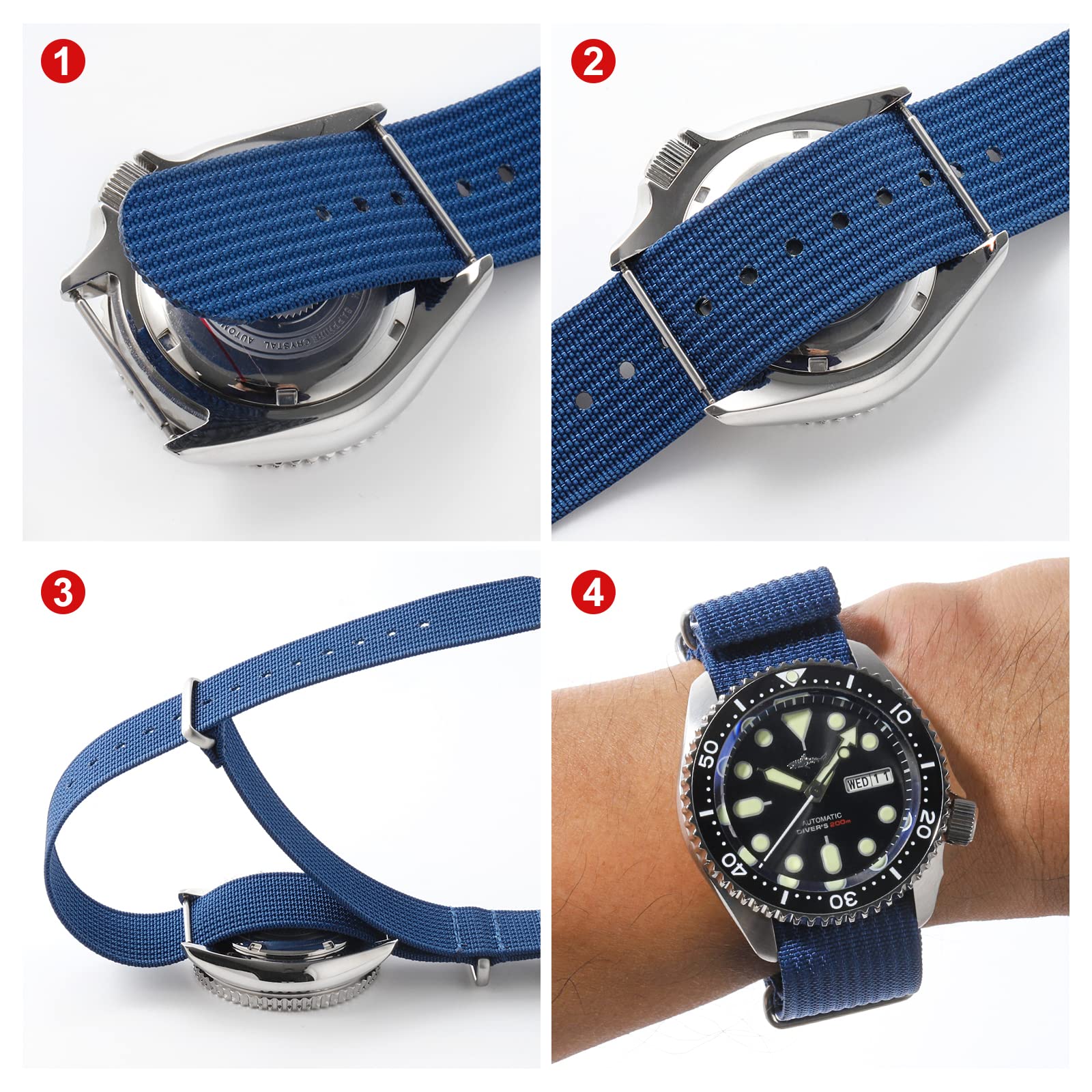 Nylon Watch Band 18mm 19mm 20mm 22mm 24mm, Waterproof Military Watch Straps with Stainless Steel Buckle - Durable Replacement Strap for Men & Women, Perfect for Outdoor, Hiking, and Sports Activities
