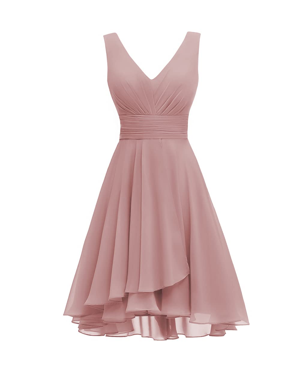 ChongXiao Women's Double V Neck Ruched Waist A-Line Chiffon Bridesmaid Dress CX129 - Perfect for Weddings, Parties & Formal Events
