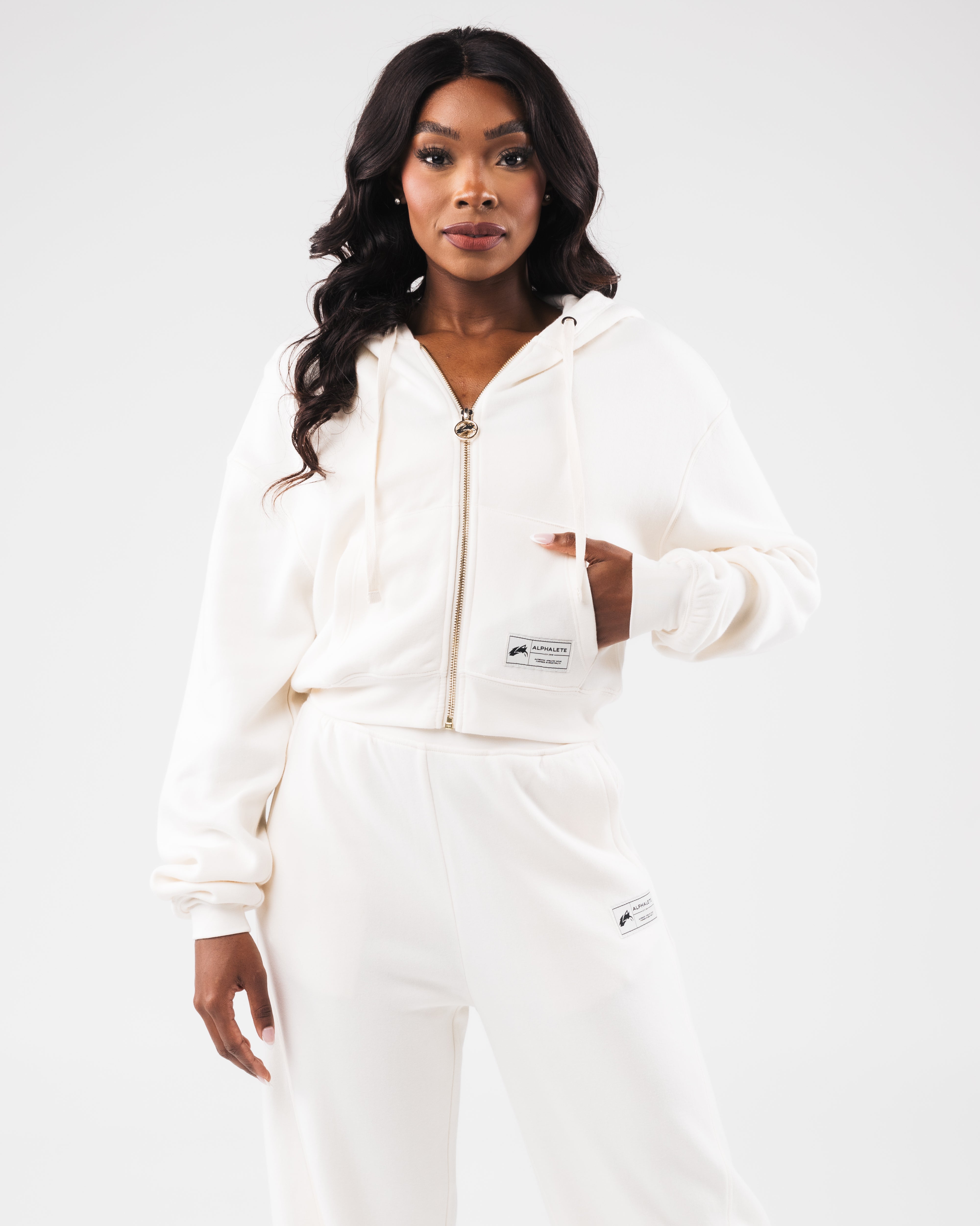 Women's Fleece Zip Jacket with Lace Trim - Cozy Winter Outerwear for Casual Wear & Outdoor Activities