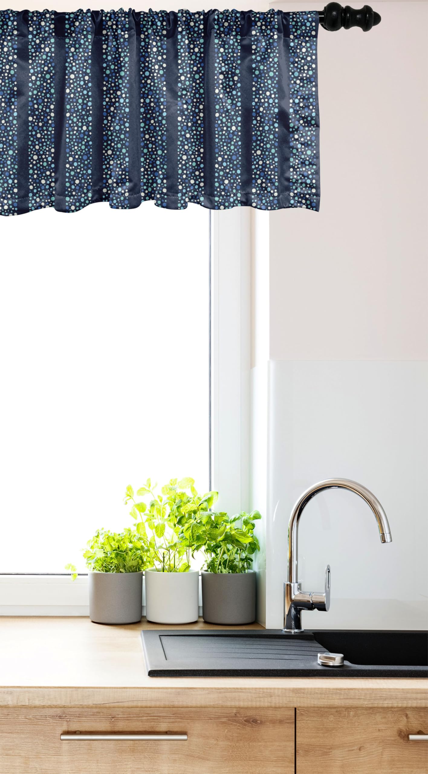 Ambesonne Abstract Window Valance - Polka Dot Striped Curtain Valance with Rod Pocket, 54x18 Inches, Indigo Violet Blue - Perfect for Kitchen & Bedroom Decor | Modern Home Textile for Windows, Doors & Nursery