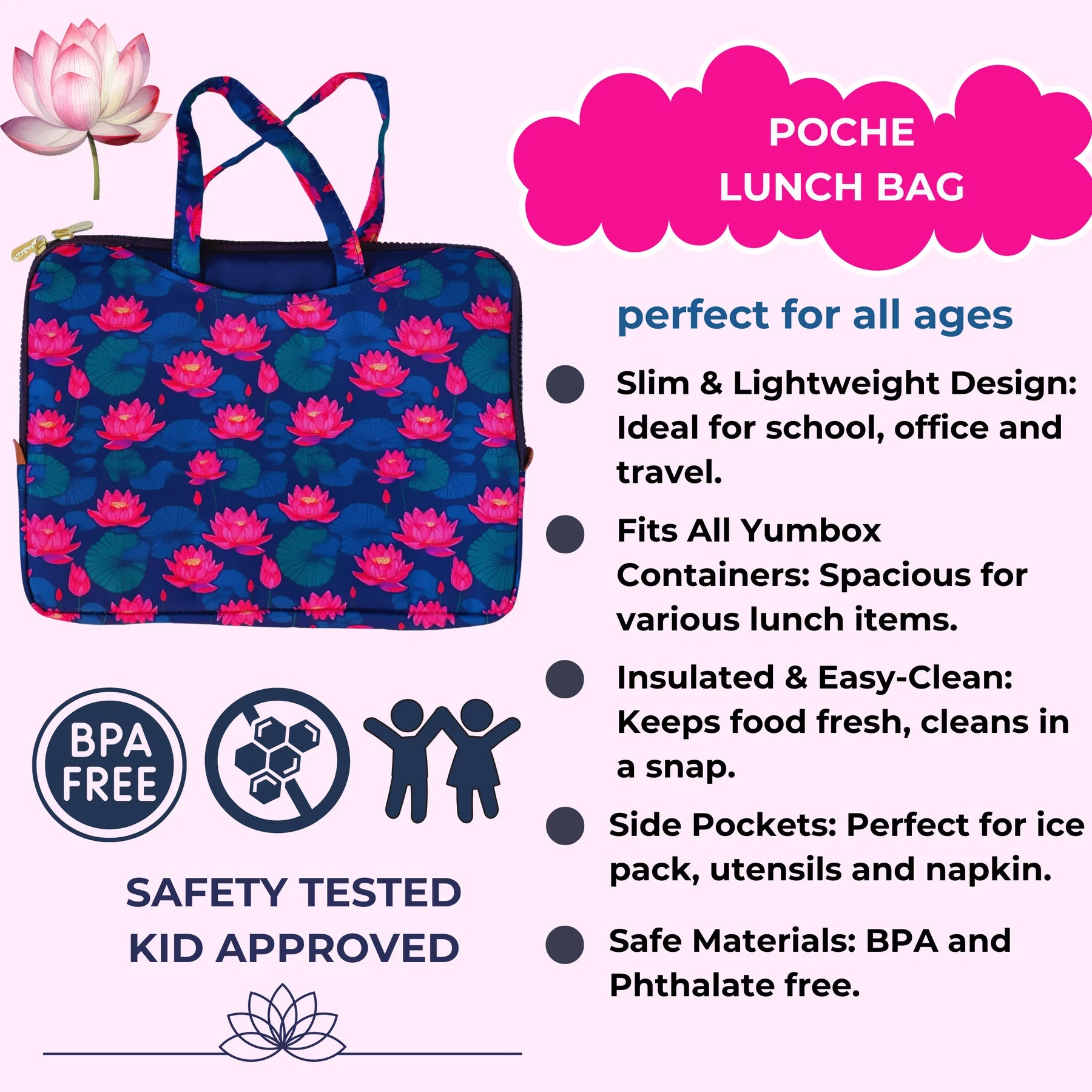 Yumbox Poche Insulated Lunch Bag Sleeve with Handles - Leakproof & Thermal Insulation for Kids & Adults - Perfect for School, Work, Picnics & Travel