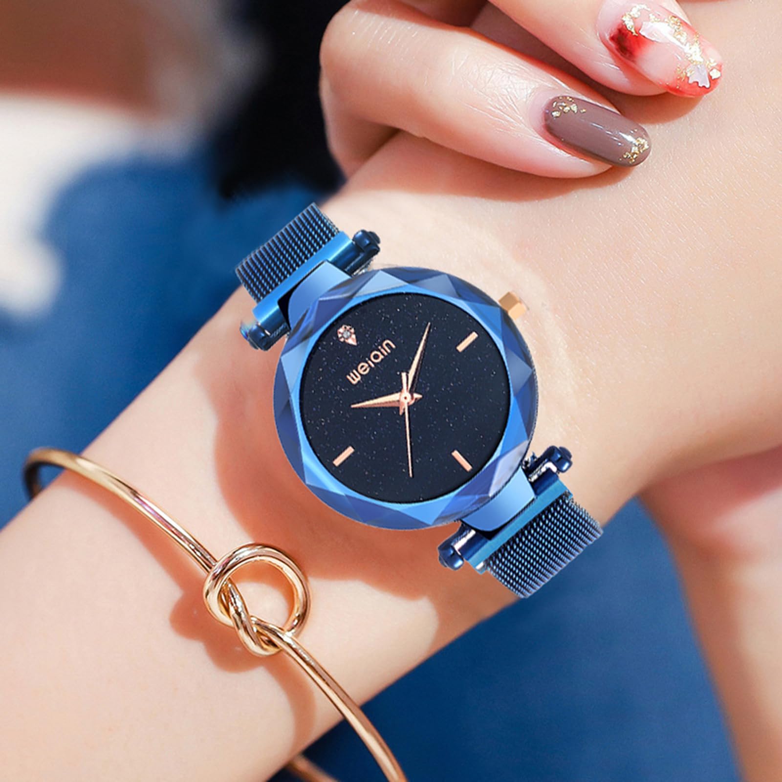Rose Gold Women's Watch - Japan Quartz, Stainless Steel Magnetic Mesh Band, Waterproof for Daily Wear