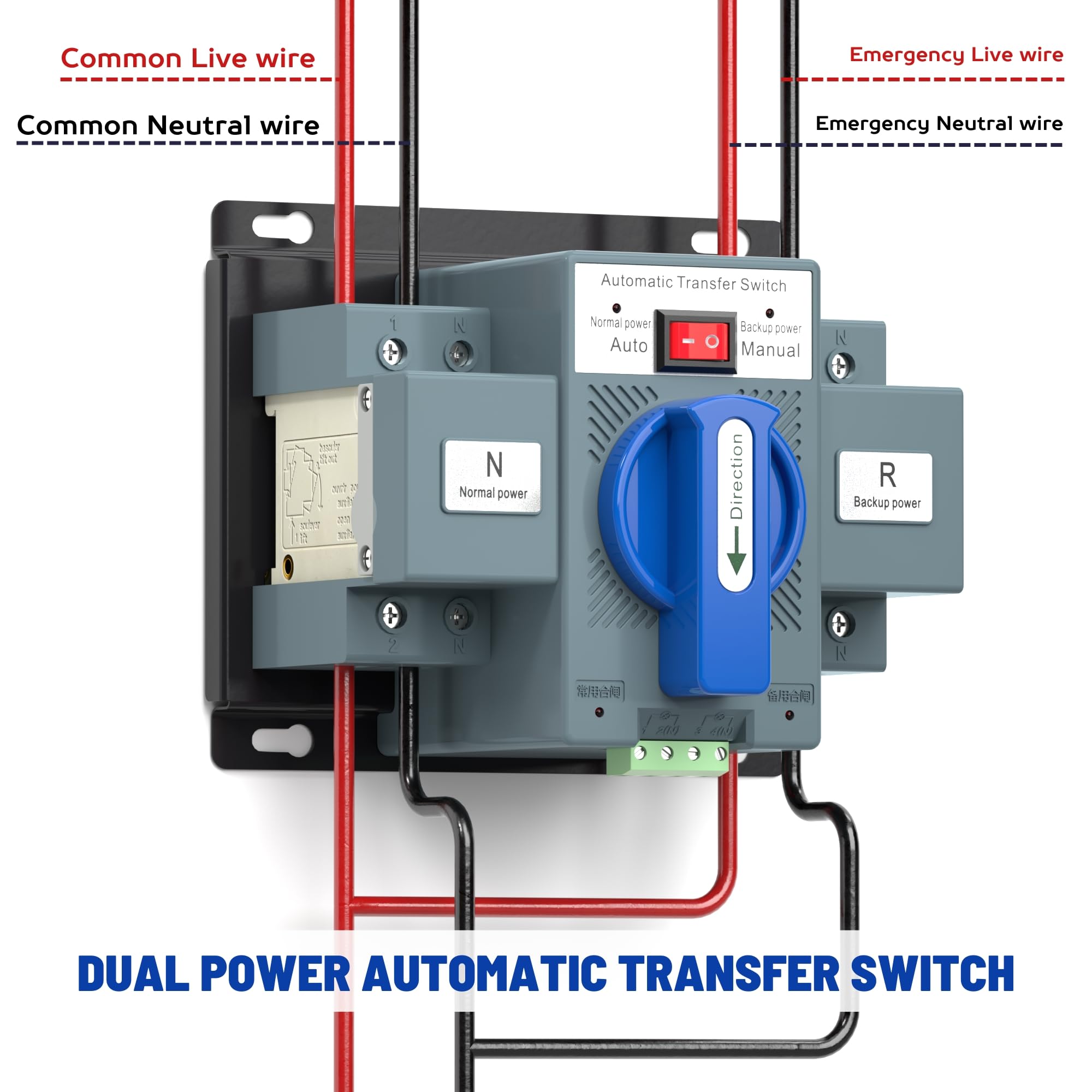 Franc Moody 63A 220V 2P Automatic Transfer Switch - Dual Power Generator Changeover Switch for Home & Commercial Backup Power Systems