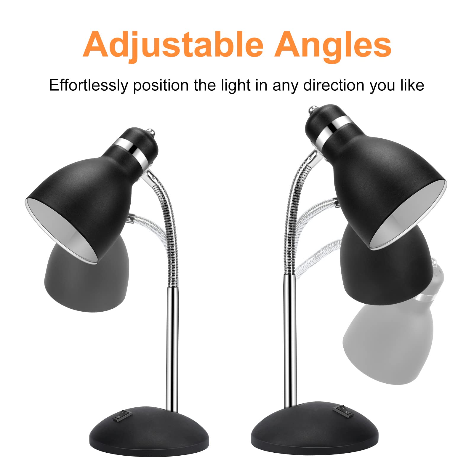 LINNMON Adjustable Gooseneck Desk Lamp with ON/Off Switch - Flexible Study Lamp for Dorm Room, Bedroom, Office & Classroom - Perfect for Reading, Studying & Nightstand Use