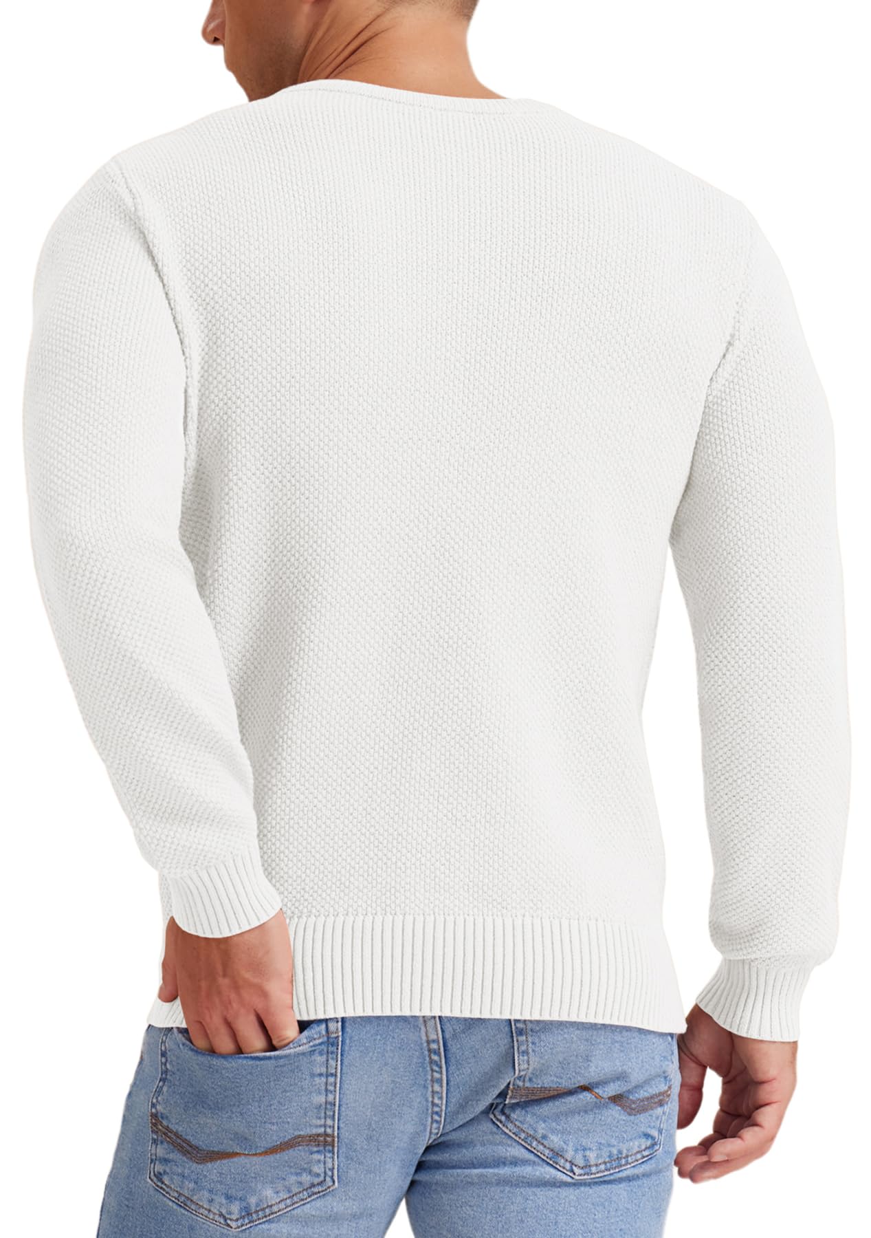 NITAGUT Men's Crewneck Sweater - Soft Casual Knit Pullover with Ribbed Edges | Lightweight Winter Sweater for Office, Dating & Outdoor Activities