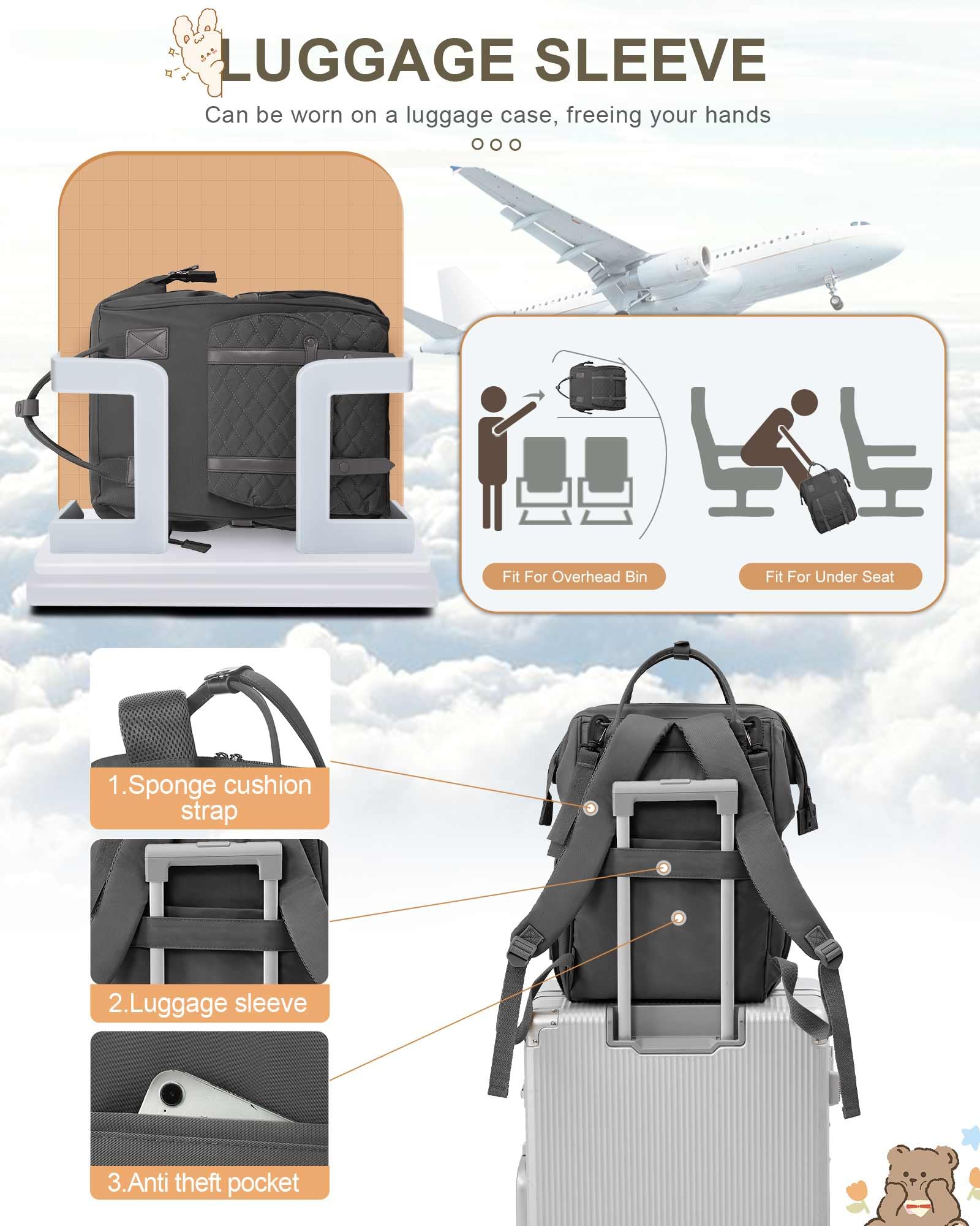 Waterproof Diaper Backpack for Moms & Dads - USB Charging Port, Large Travel Baby Bag for Girls & Boys | Perfect for Daycare, Travel & Outdoor Activities (Grey)