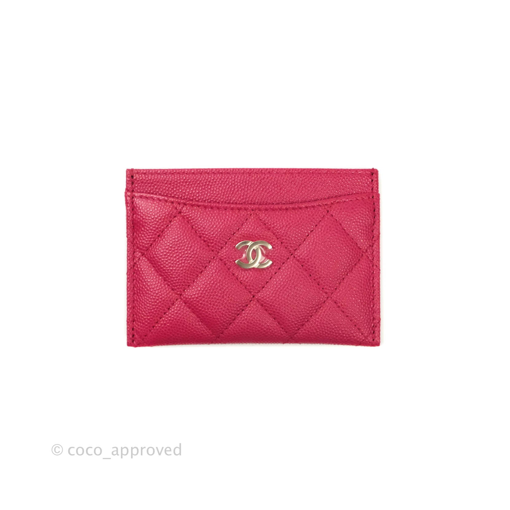 Chanel Classic Caviar Leather Flat Card Holder Wallet in Pink with Gold Hardware - 21A Collection | Luxury Compact Wallet for Everyday Use & Travel Essentials