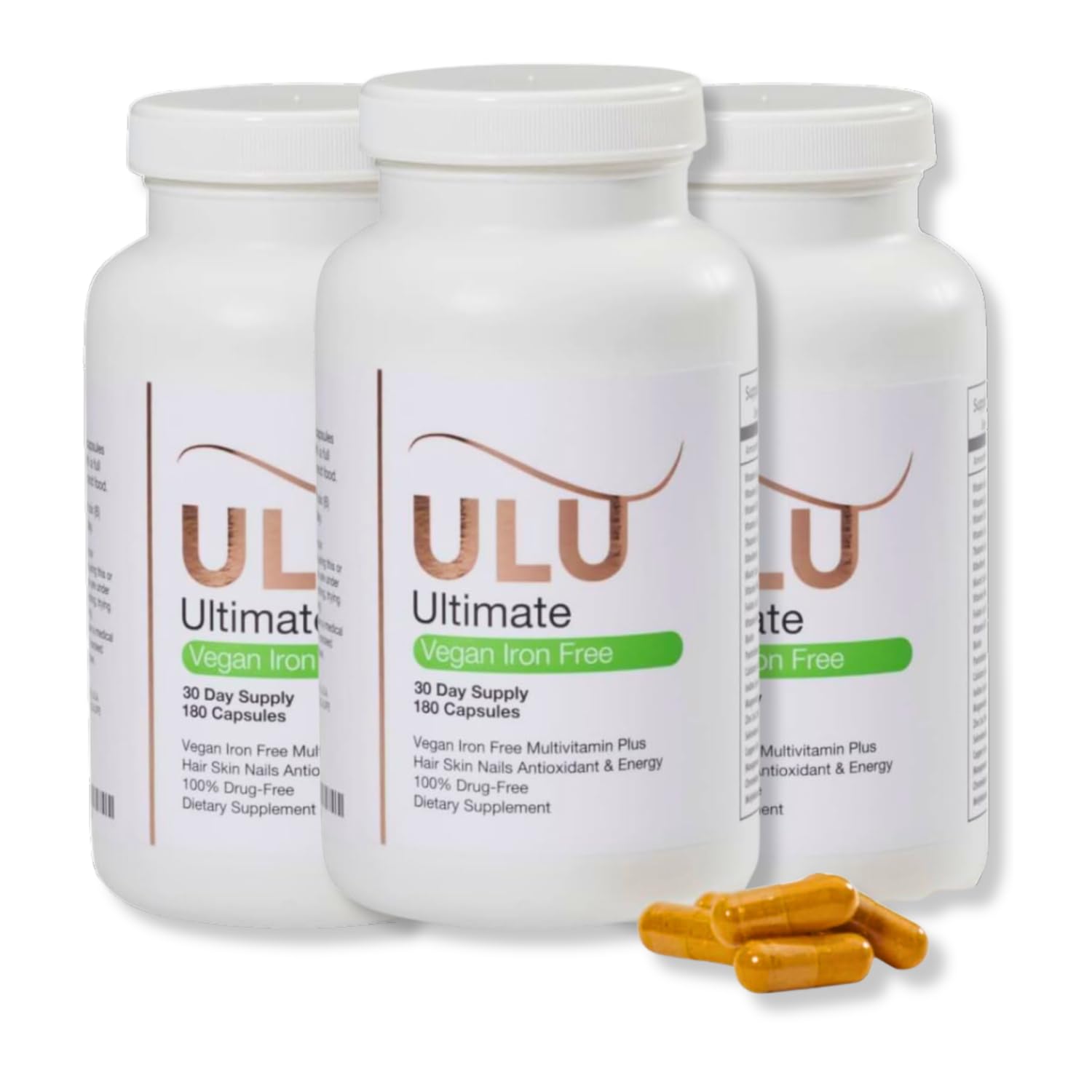 Premium Vegan Multivitamin Supplement - Iron-Free Formula for Stronger Hair, Skin & Nails | Boosts Energy, Antioxidants & Reduces Stress | Supports Better Sleep | 540 Capsules (3-Pack) - Ideal for Daily Wellness & Active Lifestyles