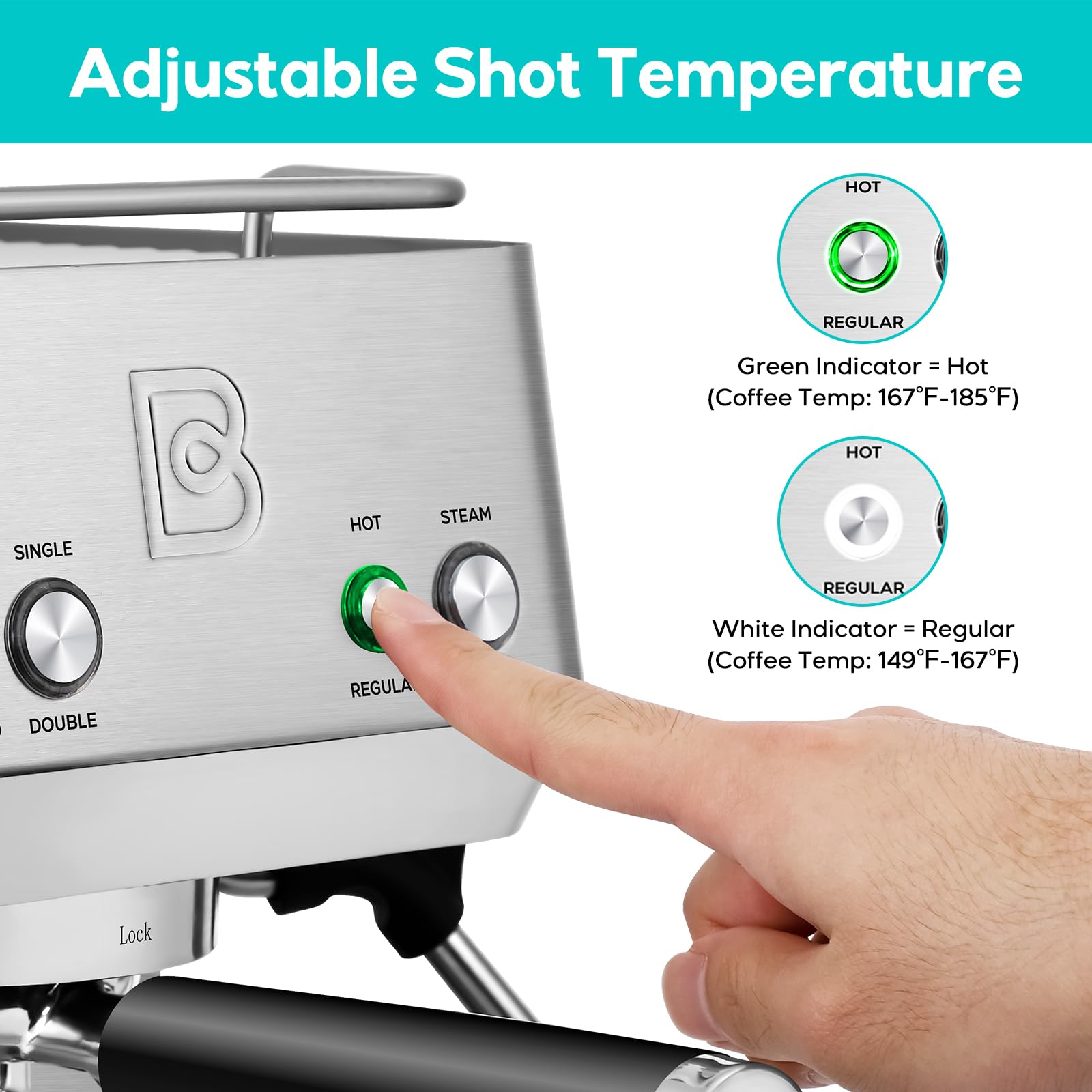 CASABREWS 20 Bar Espresso Machine with Milk Frother & Hot Water Wand - Professional Coffee Maker for Espresso, Americano, Latte, Cappuccino - Adjustable Temperature Control - Perfect Gift for Coffee Lovers - Ideal for Home, Office & Coffee Shop Use