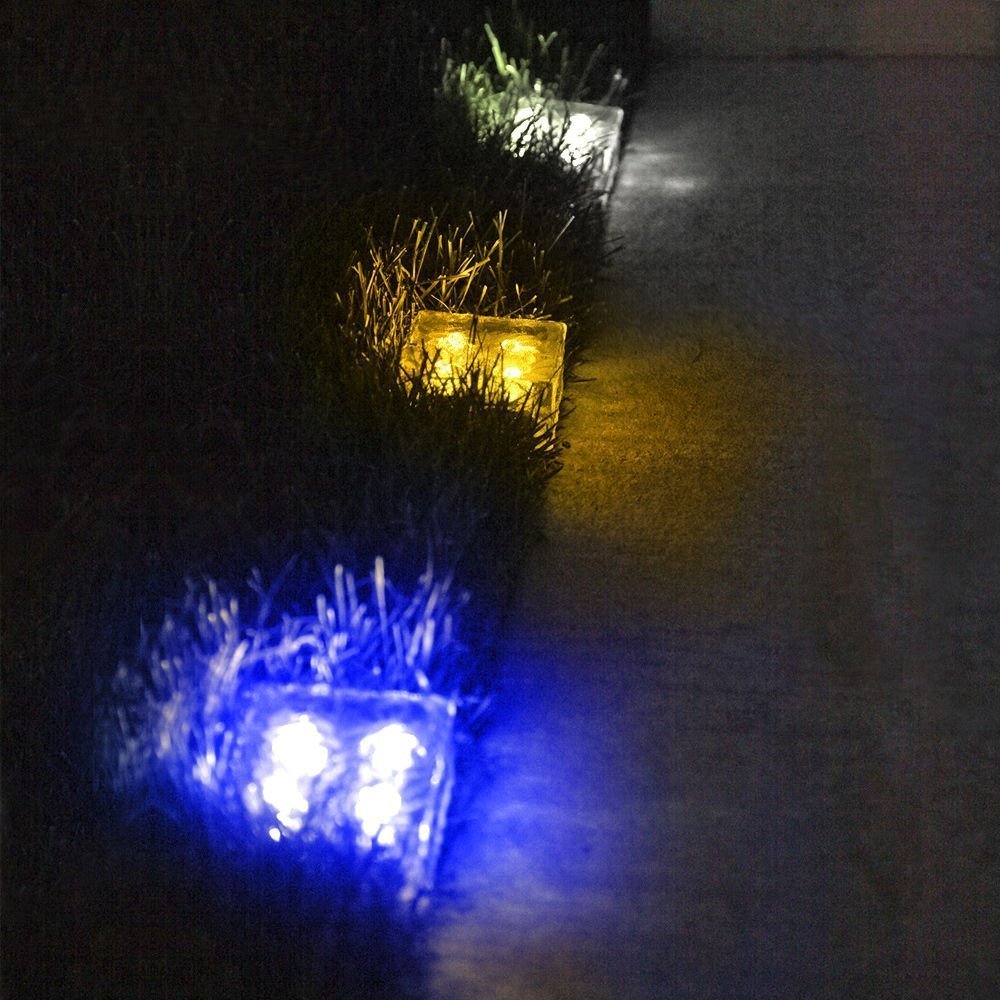 Solar LED Path Lights - Waterproof Frosted Glass for Garden & Pathway (4-Pack, Blue) - Outdoor Decoration & Landscape Lighting