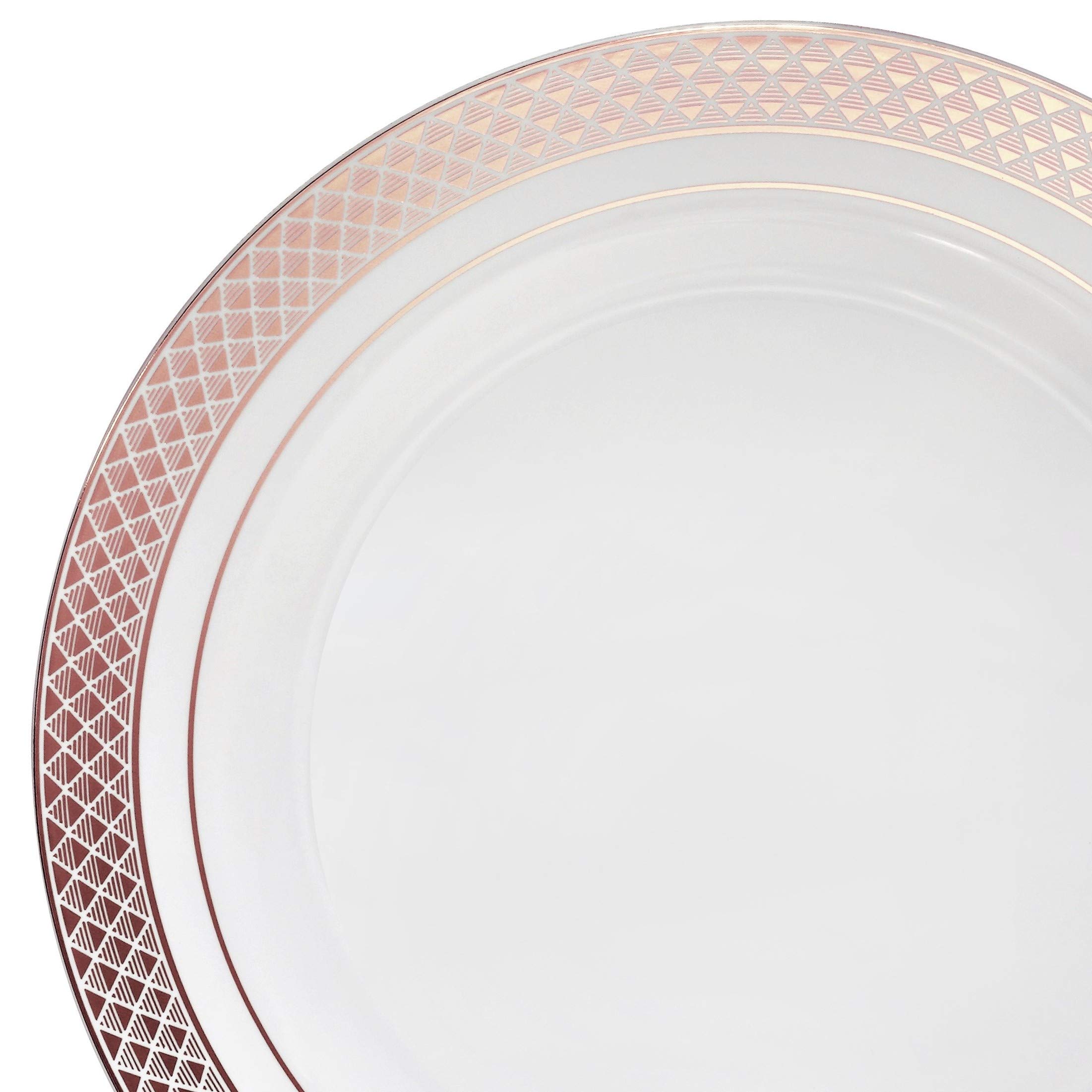 240-Pack Heavyweight Disposable Plastic Plates for Weddings & Parties - 10.5 Inch Elegant Dinner Plates in White & Rose Gold - Perfect for Celebrations, Bridal Showers, Baby Showers & Formal Events
