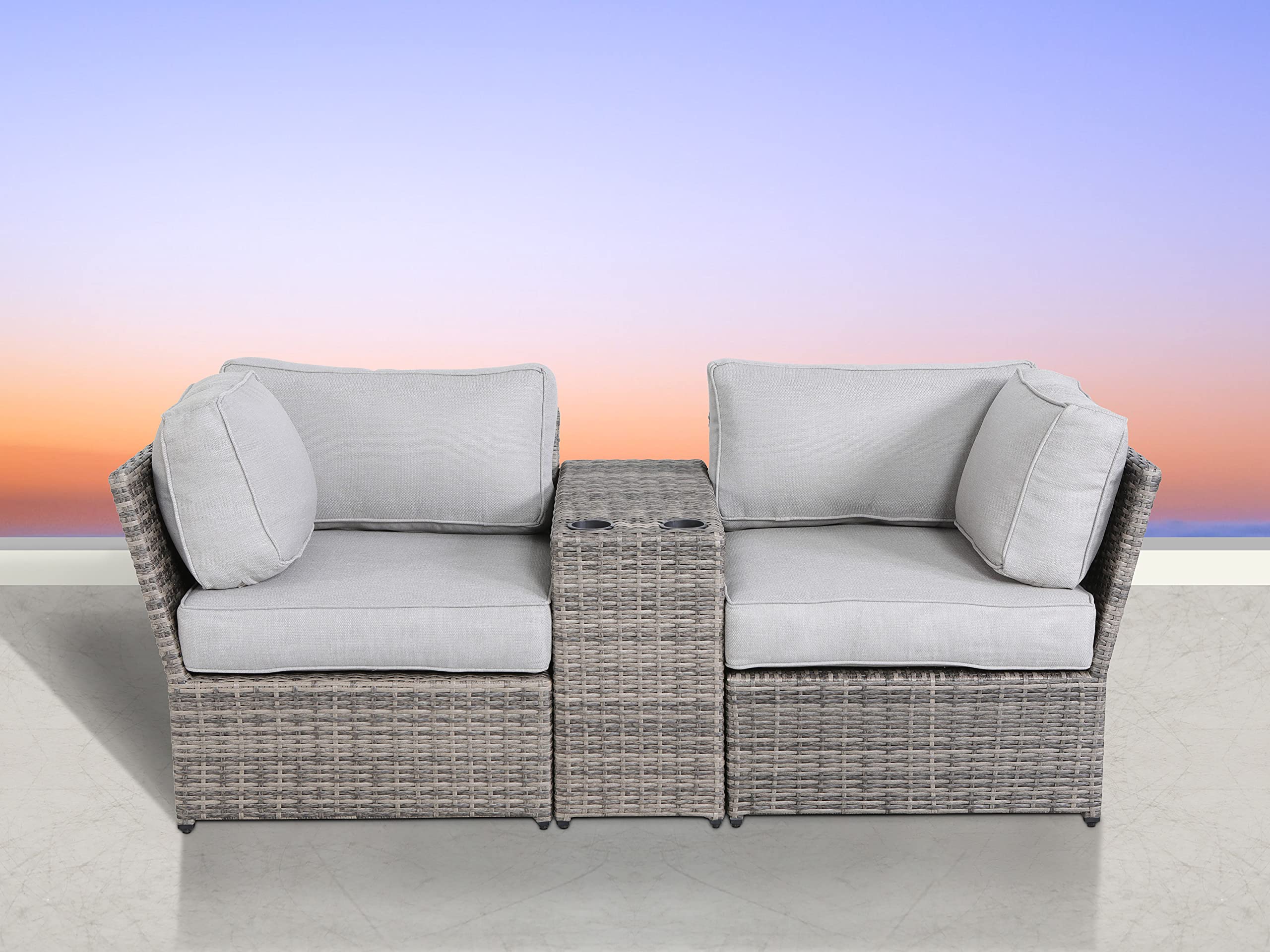 Outdoor Wicker Patio Furniture 5-Piece Conversation Sofa Set for Backyard, Porch or Pool | No Assembly Required | Weather-Resistant Rattan Sectional Sofa | Perfect for Garden, Deck & Outdoor Entertaining [CM-5445]