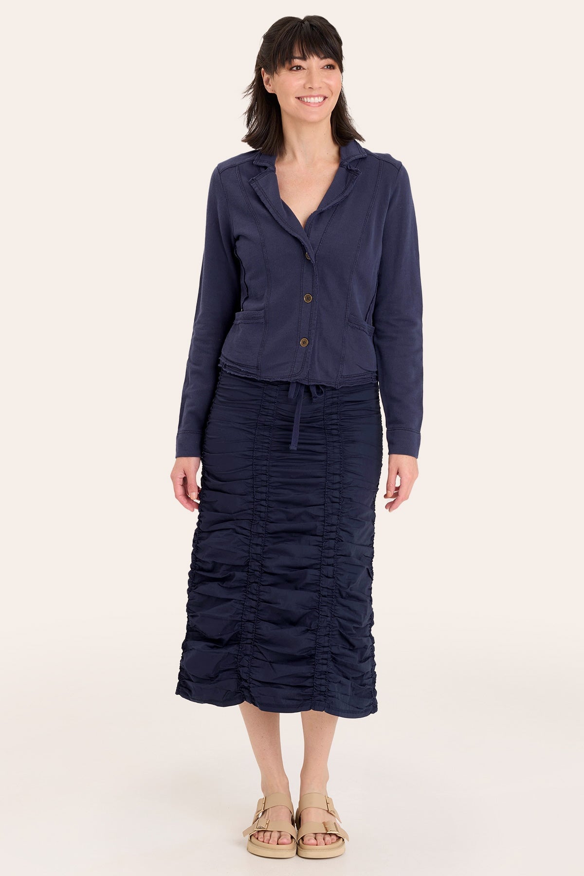 Double Shirred Panel Skirt for Women - Flowy High Waist A-Line Skirt with Elastic Waistband | Perfect for Summer, Beach, and Casual Outfits