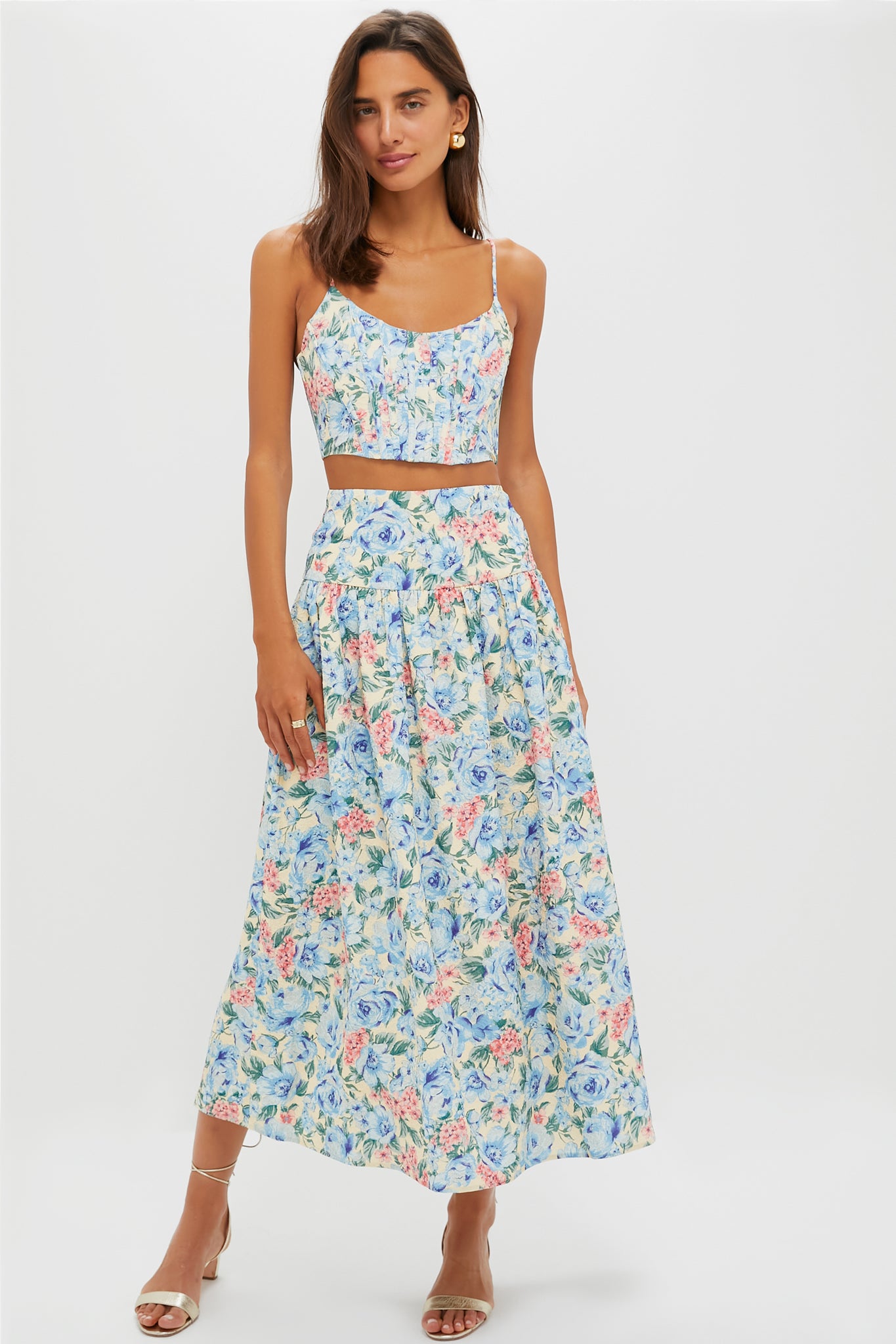 Blue Multi Maxi Skirt for Women - Flowy Long Boho Skirt with Elastic Waist | Perfect for Beach, Vacation & Summer Outfits