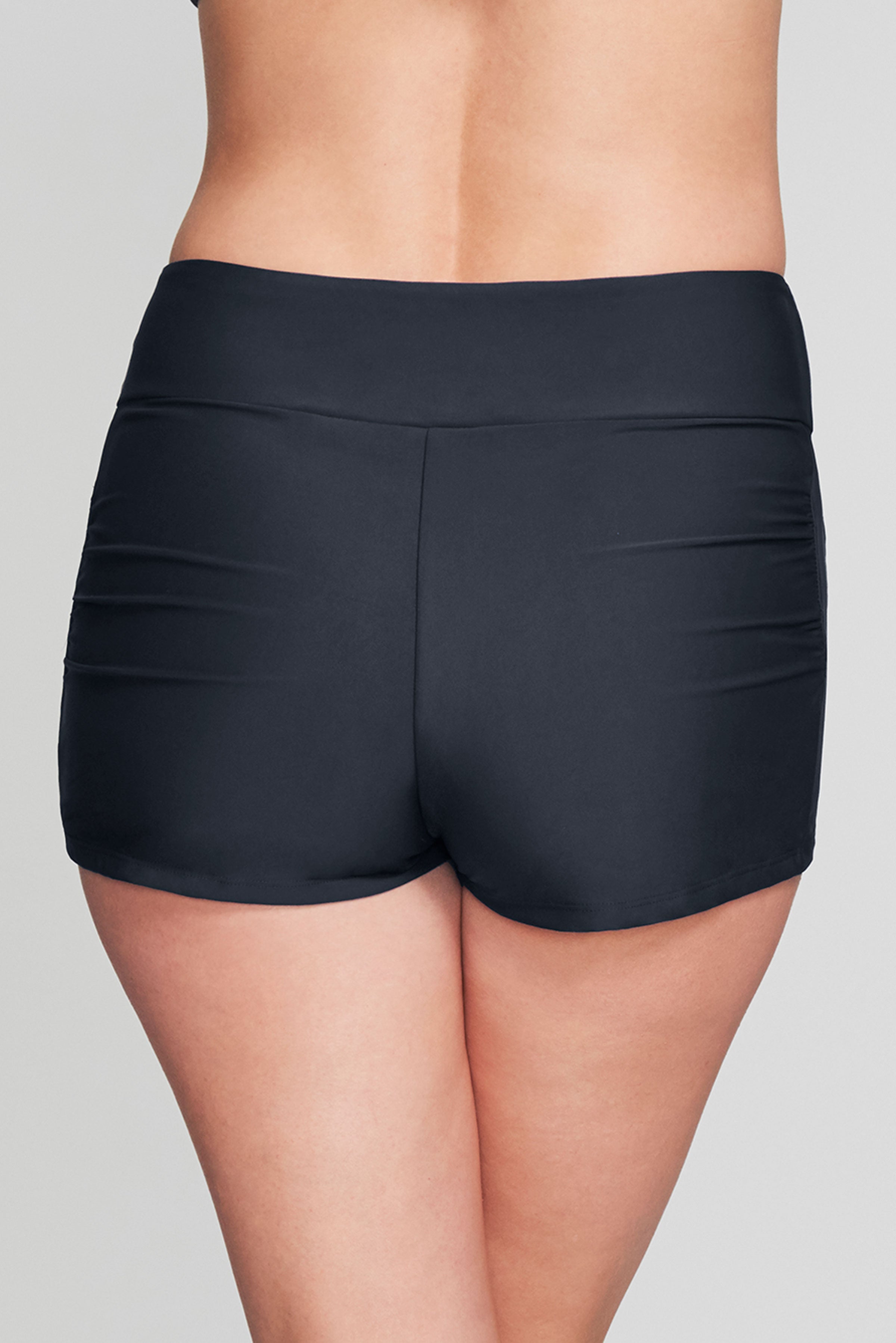 Men's Solid Black Contouring Waistband Swim Shorts - Comfortable Beach & Pool Swimwear for Summer Vacation