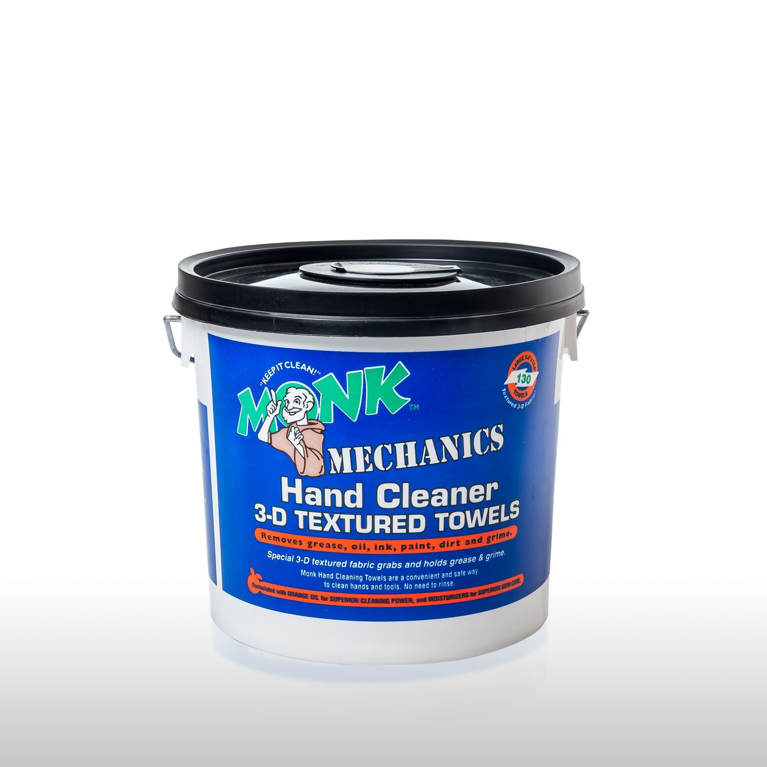 Monk Wipes Heavy Duty Mechanic Wipes - 4 Pack (130 Count Each) for Paint, Oil, Grease & Grime Removal | Multi-Purpose Shop & Hand Cleaning Wipes | Ideal for Auto Repair, Industrial & Workshop Use