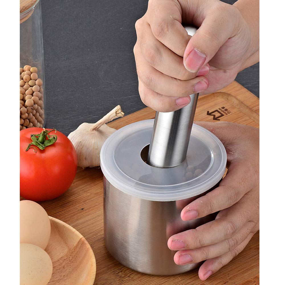Premium Brushed Stainless Steel Mortar and Pestle Set - Heavy Duty Spice Grinder & Pill Crusher with Non-Slip Base & Ergonomic Grip - Perfect for Grinding Herbs, Spices, Nuts, Pills & More - Ideal for Kitchen, Pharmacy & Herbal Medicine Preparation