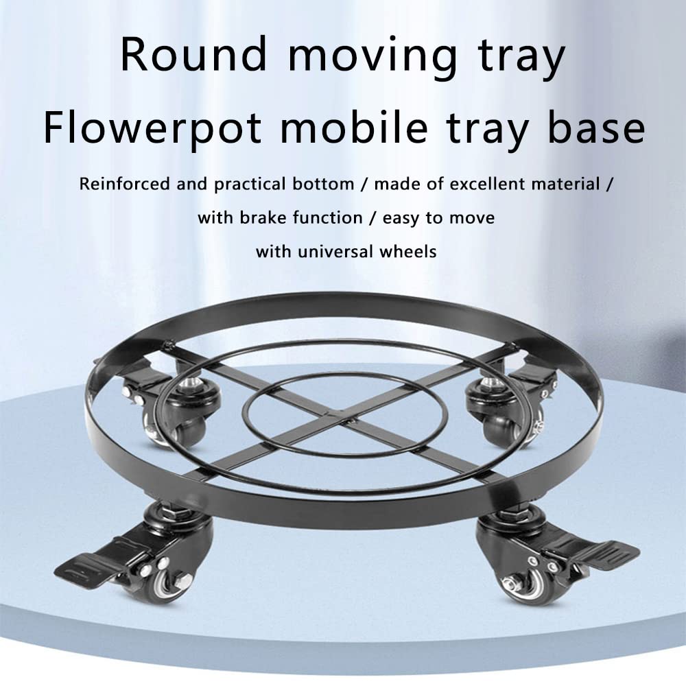 **Heavy Duty Round Flower Pot Base Tray with Pulley Bracket - 27cm Diameter, Large Load-Bearing Plant Saucer for Balcony, Indoor & Outdoor Use - Perfect for Easy Moving & Drainage**    *(Use Case: Ideal for balconies, gardens, patios, or indoor plant arrangements to protect floors and simplify plant movement.)*