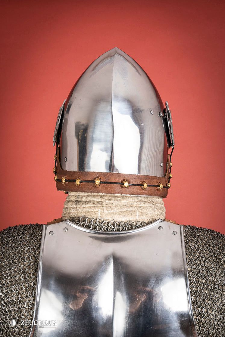 Medieval Houndskull Churburg Bascinet Helmet - 2mm Steel Polished Finish - Perfect for LARP, Historical Reenactment & Cosplay